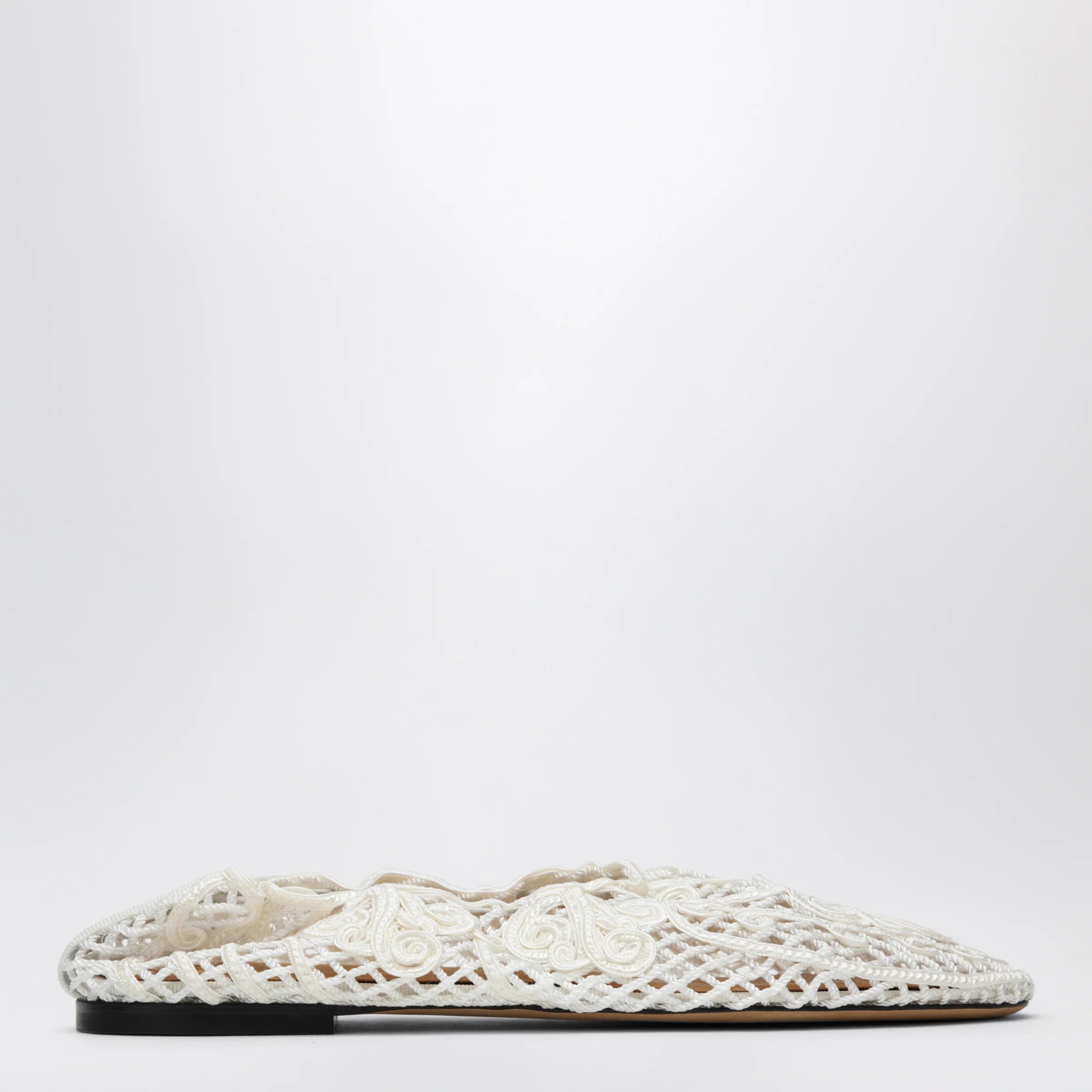 Odissi White Iris crochet ballerina flats