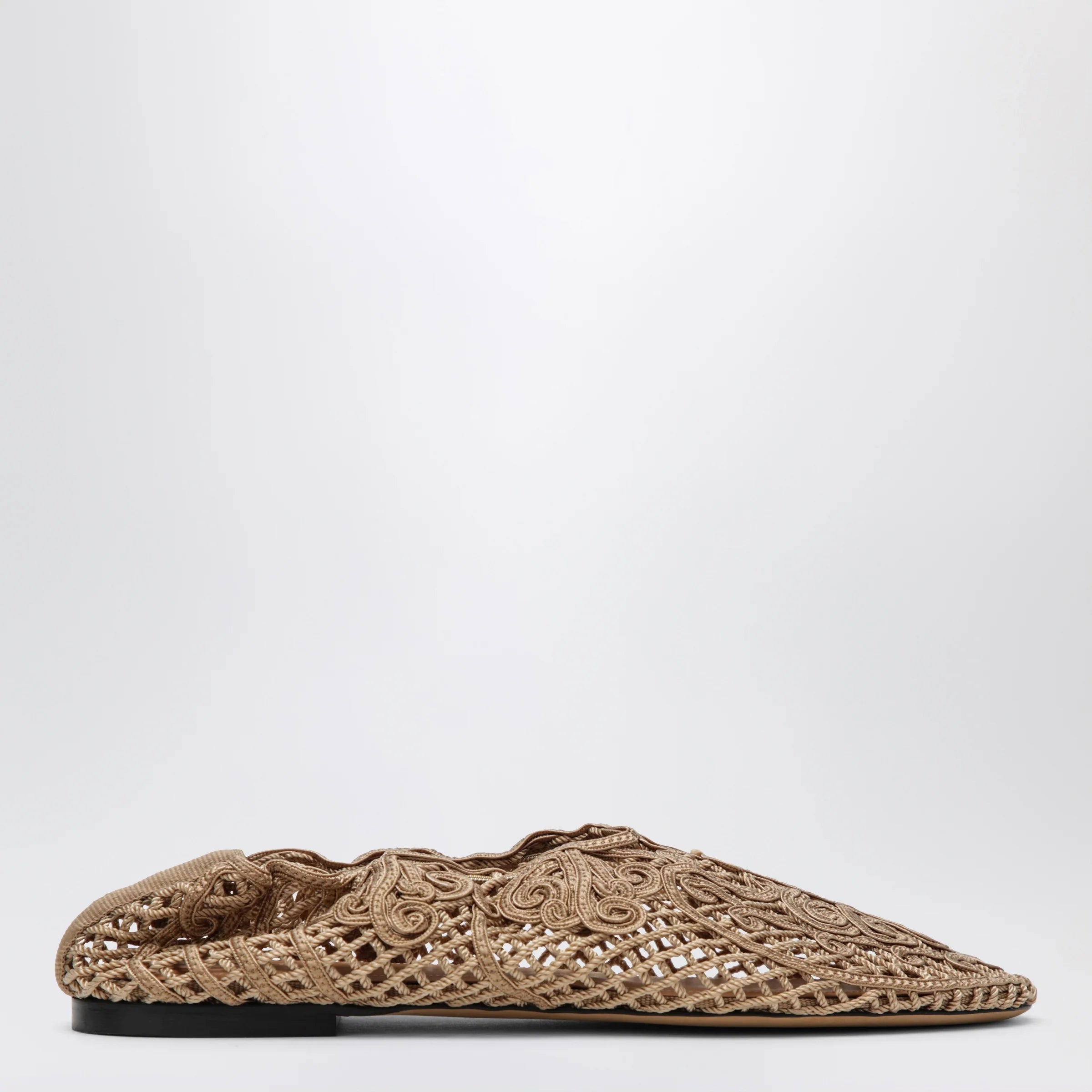 Odissi Beige Iris crochet ballerina flats