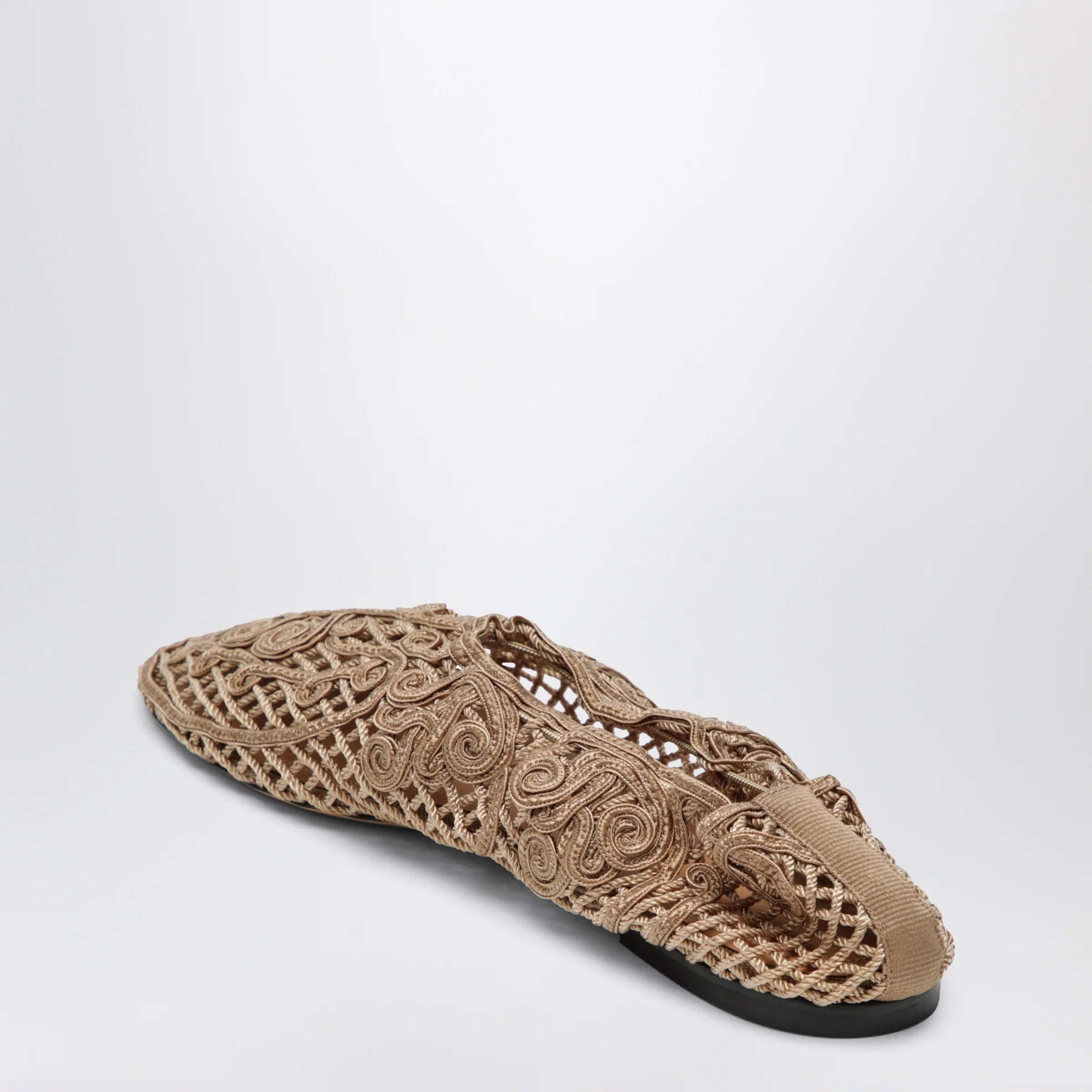 Odissi Beige Iris crochet ballerina flats