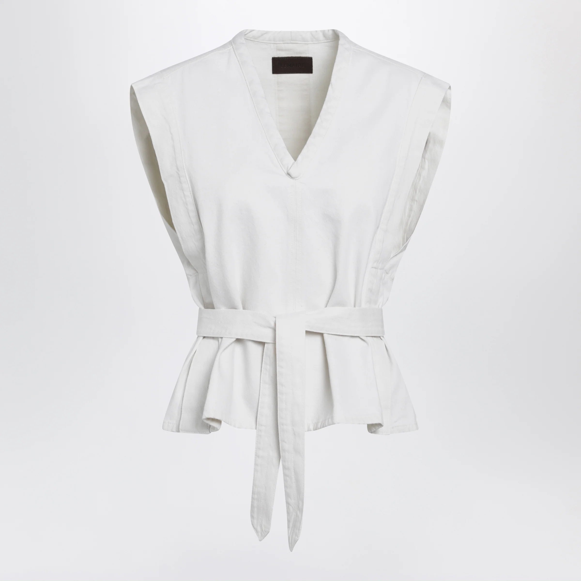 LEMAIRE White Chasuble shirt in bleached denim