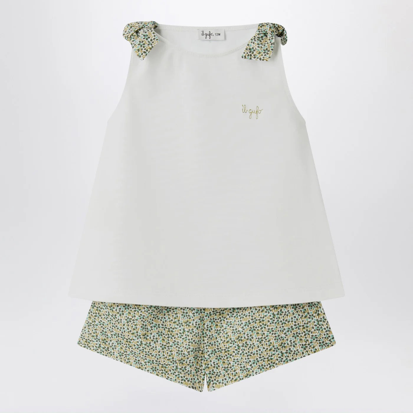 Il Gufo Two-piece white set in Liberty fabric