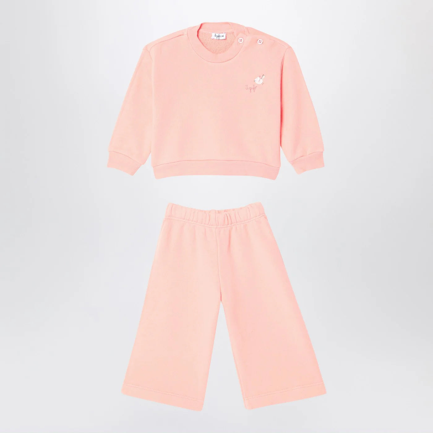 Il Gufo Apricot-coloured set in cotton fleece