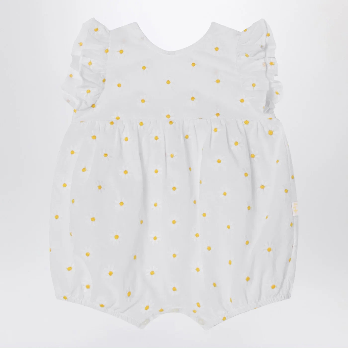 Il Gufo White romper with floral embroidery