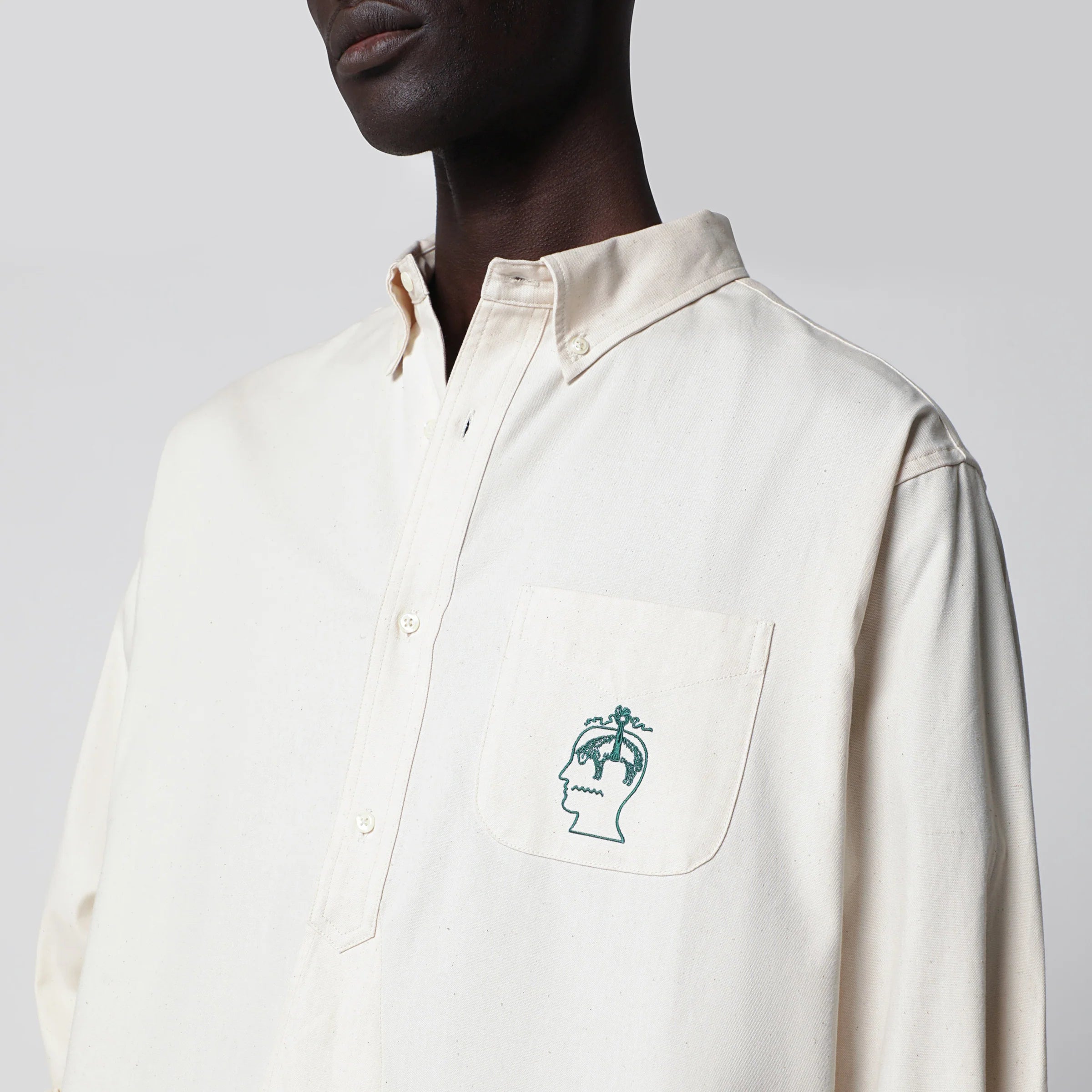 Brain Dead Ivory button-down cotton shirt