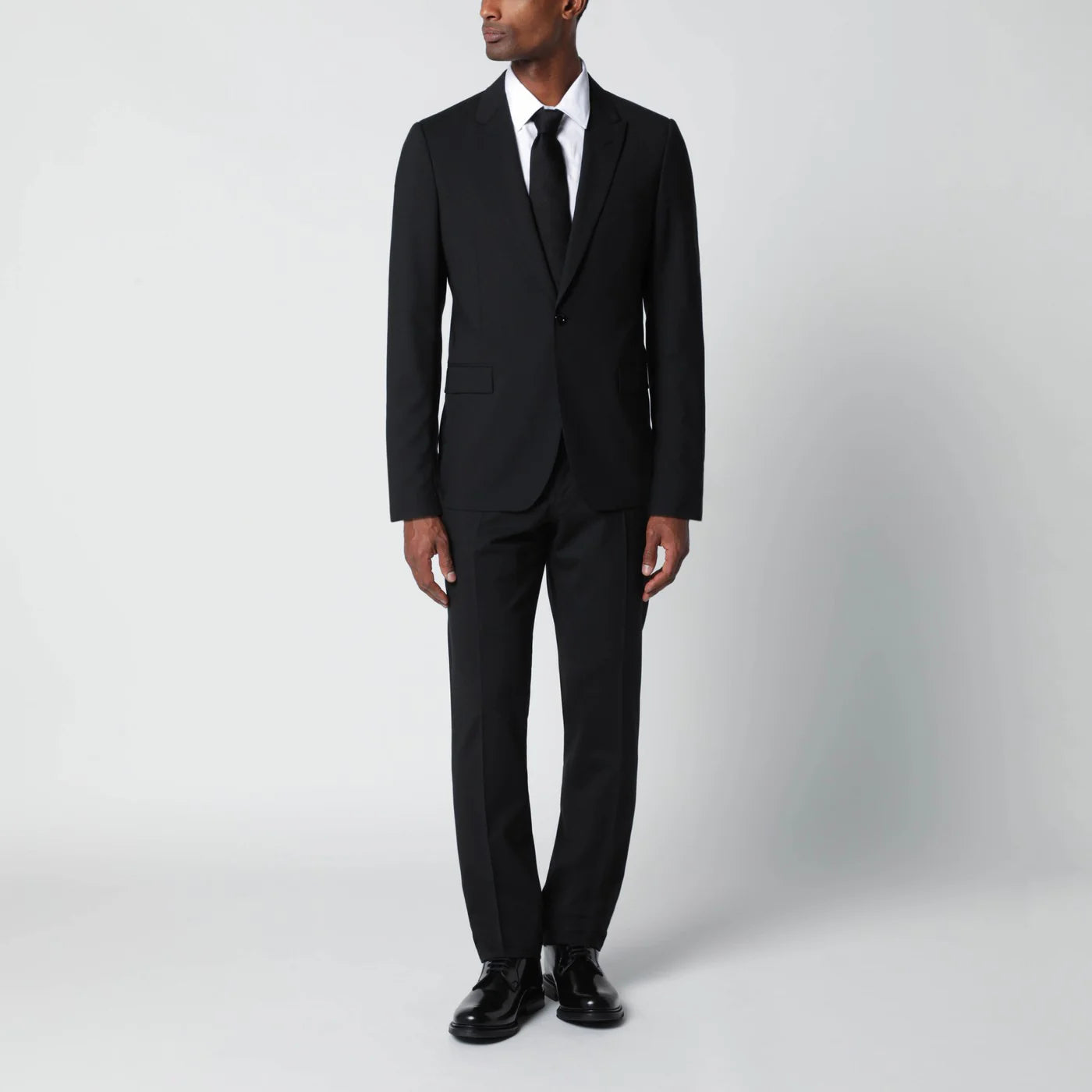 Lardini Black single-breasted wool-blend suit
