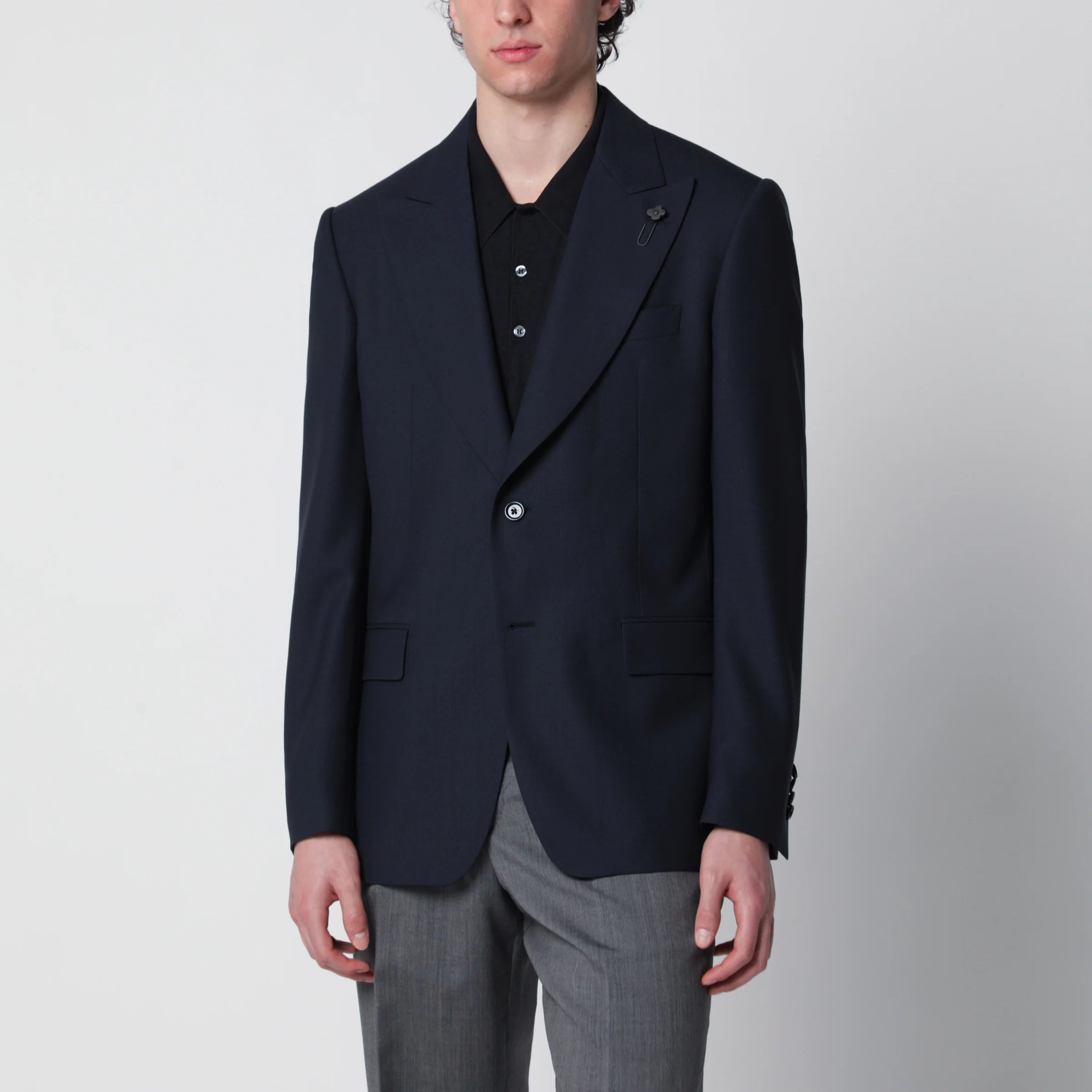 Lardini Single-Breasted Blue Wool Jacket
