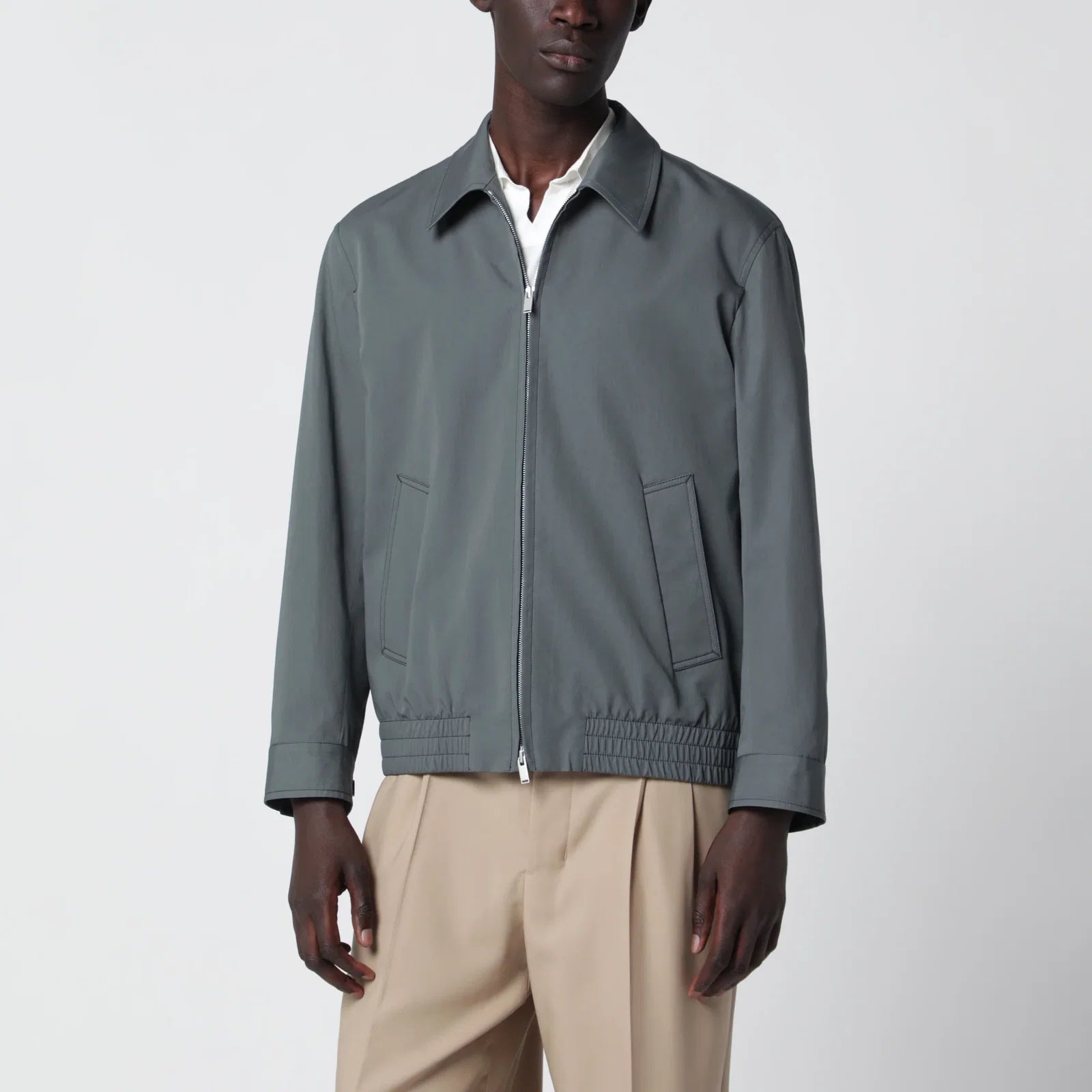 Lardini Zip Jacket In Cotton And Silk