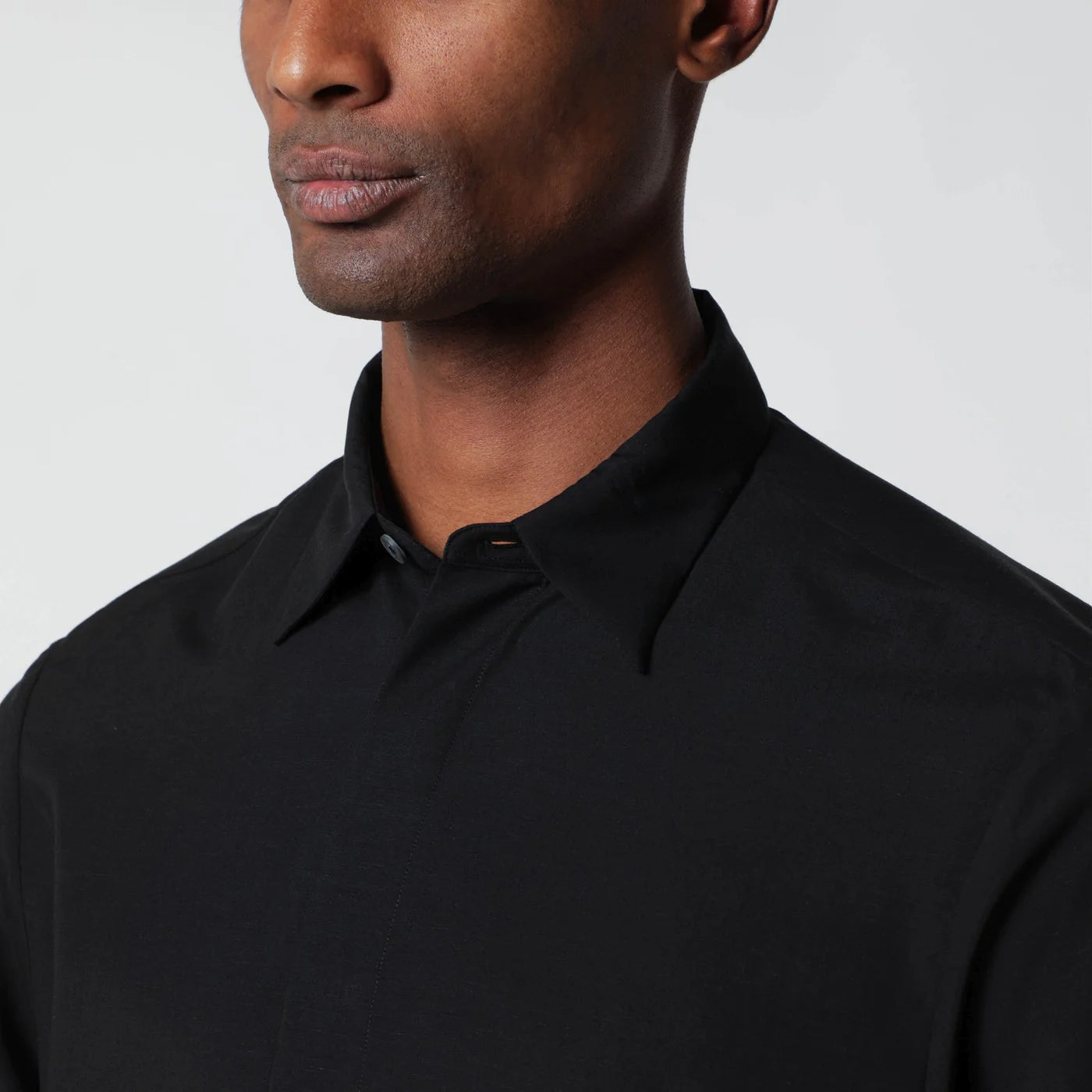 Lardini Black linen-blend shirt