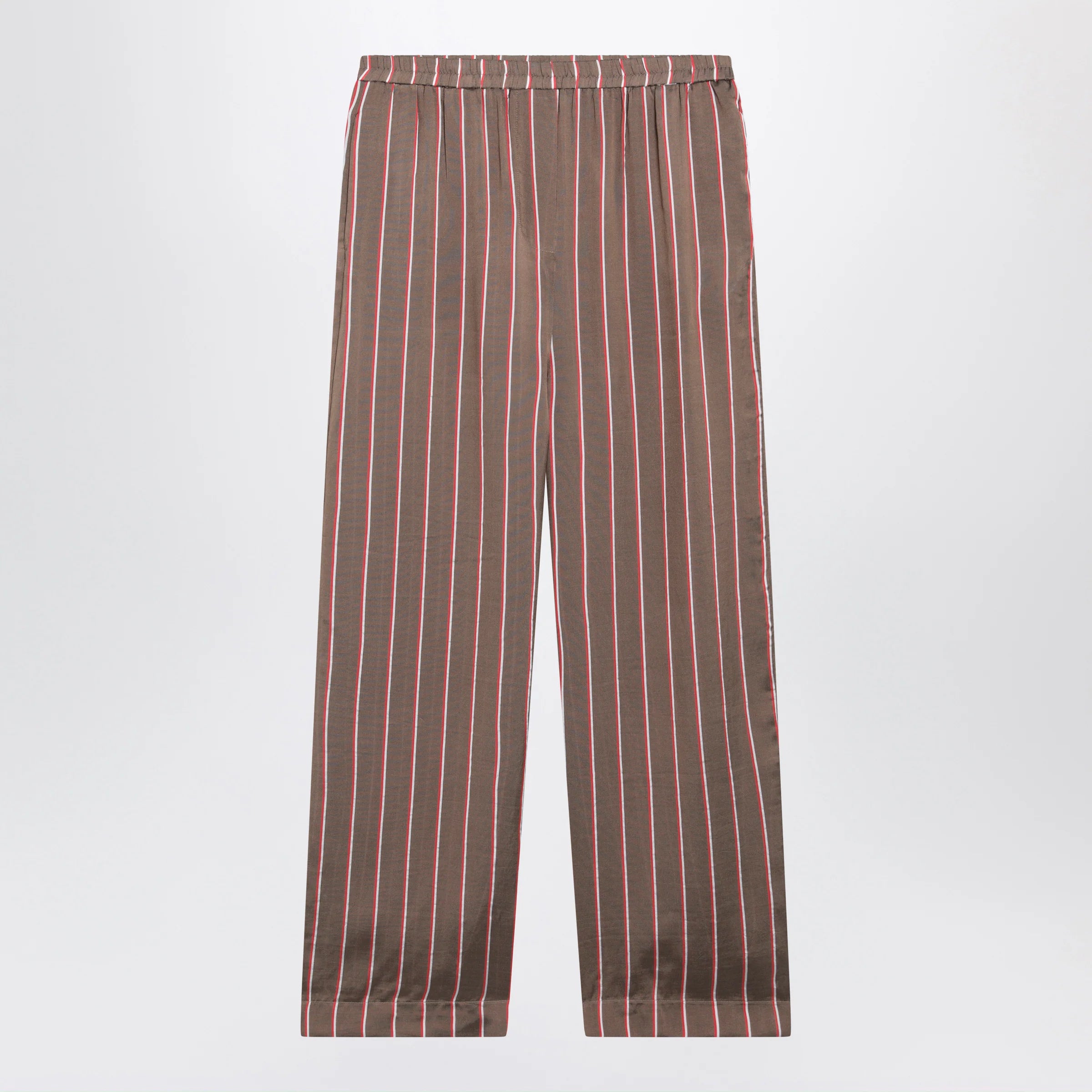The Frankie Shop Brown striped viscose and silk shorts