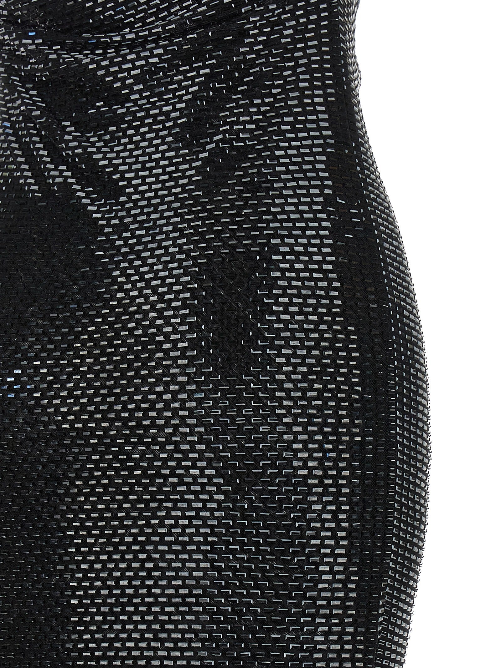 Self-Portrait Black Rhinestone Draped Maxi Dress