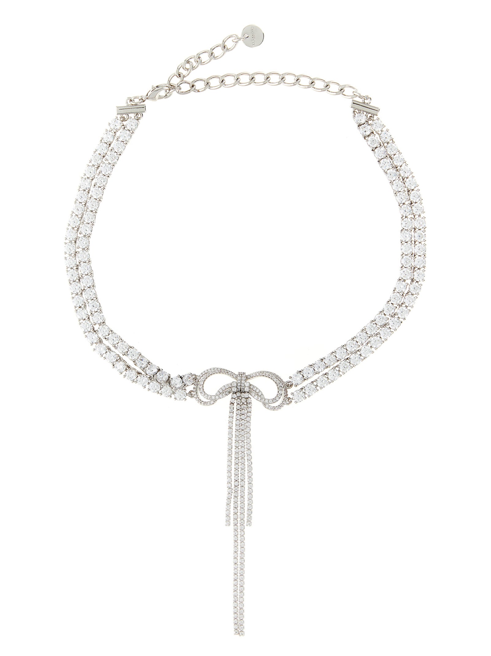 Self-Portrait Double Crystal Bow Necklace