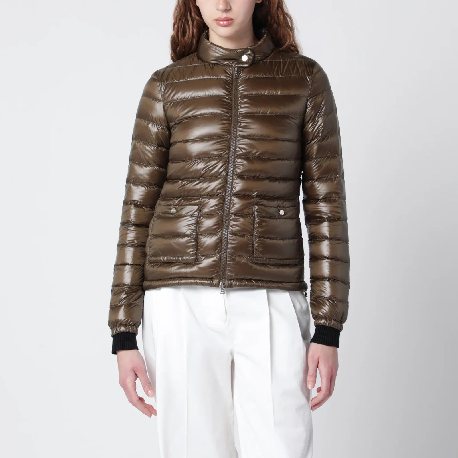 HERNO Military Green Ultralight Nylon Bomber Jacket