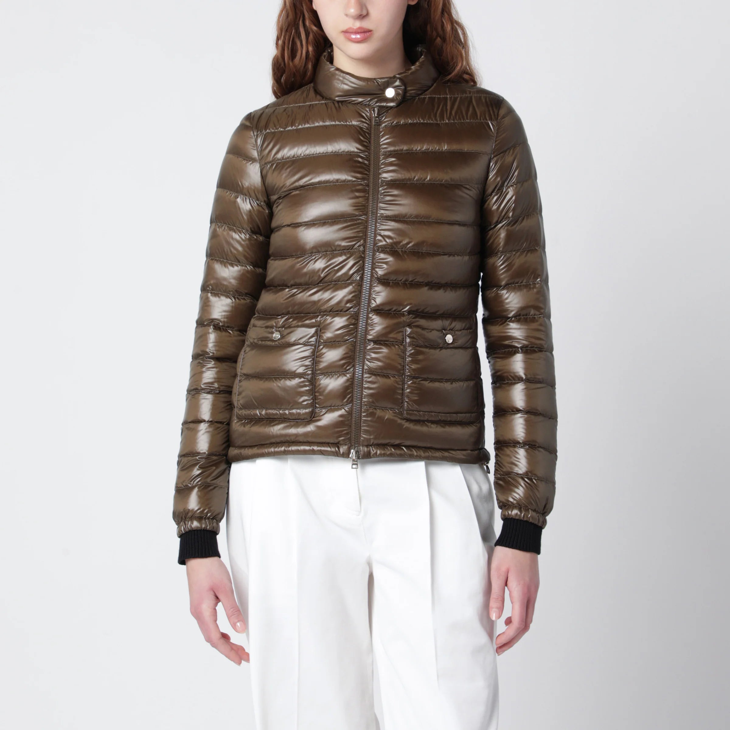 HERNO Military Green Ultralight Nylon Bomber Jacket