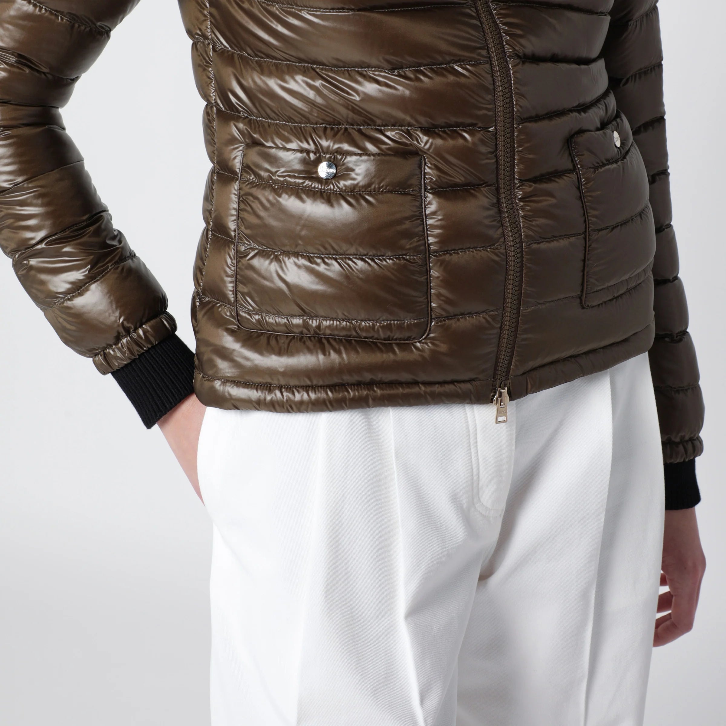 HERNO Military Green Ultralight Nylon Bomber Jacket