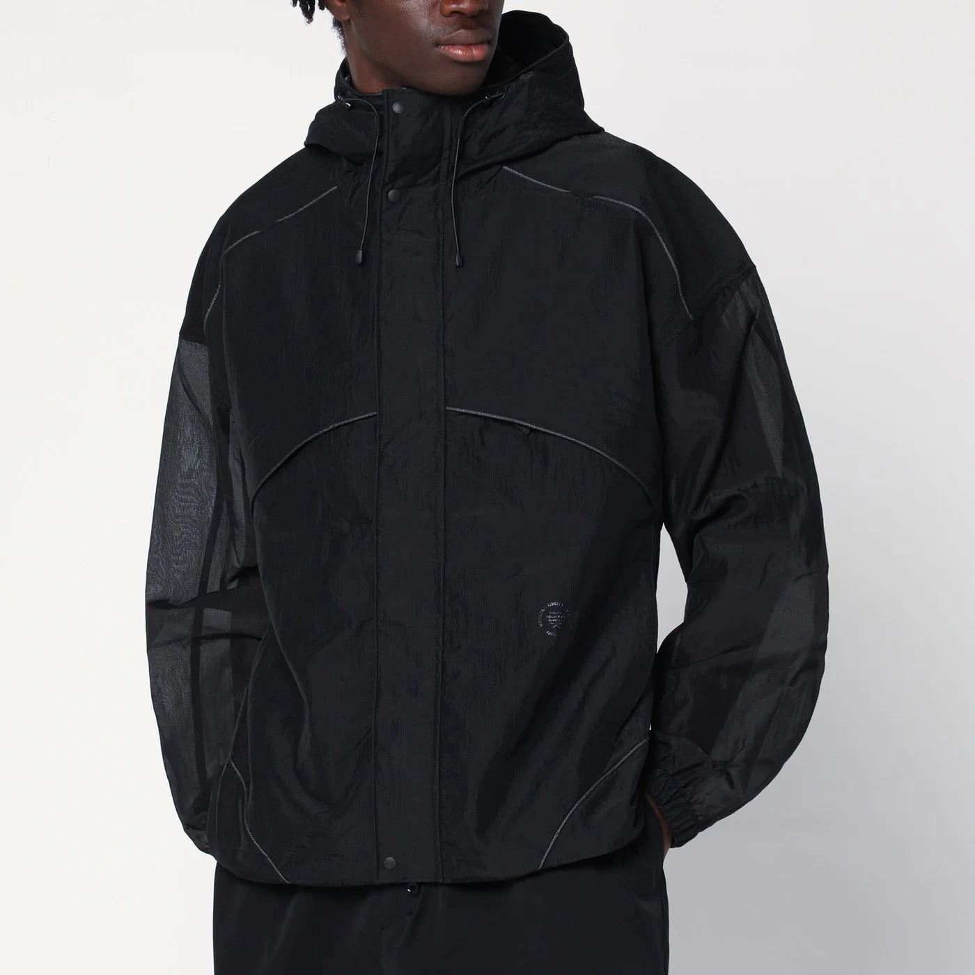 Purple Mountain Observatory Ripstop Mesh zip-up black jacket