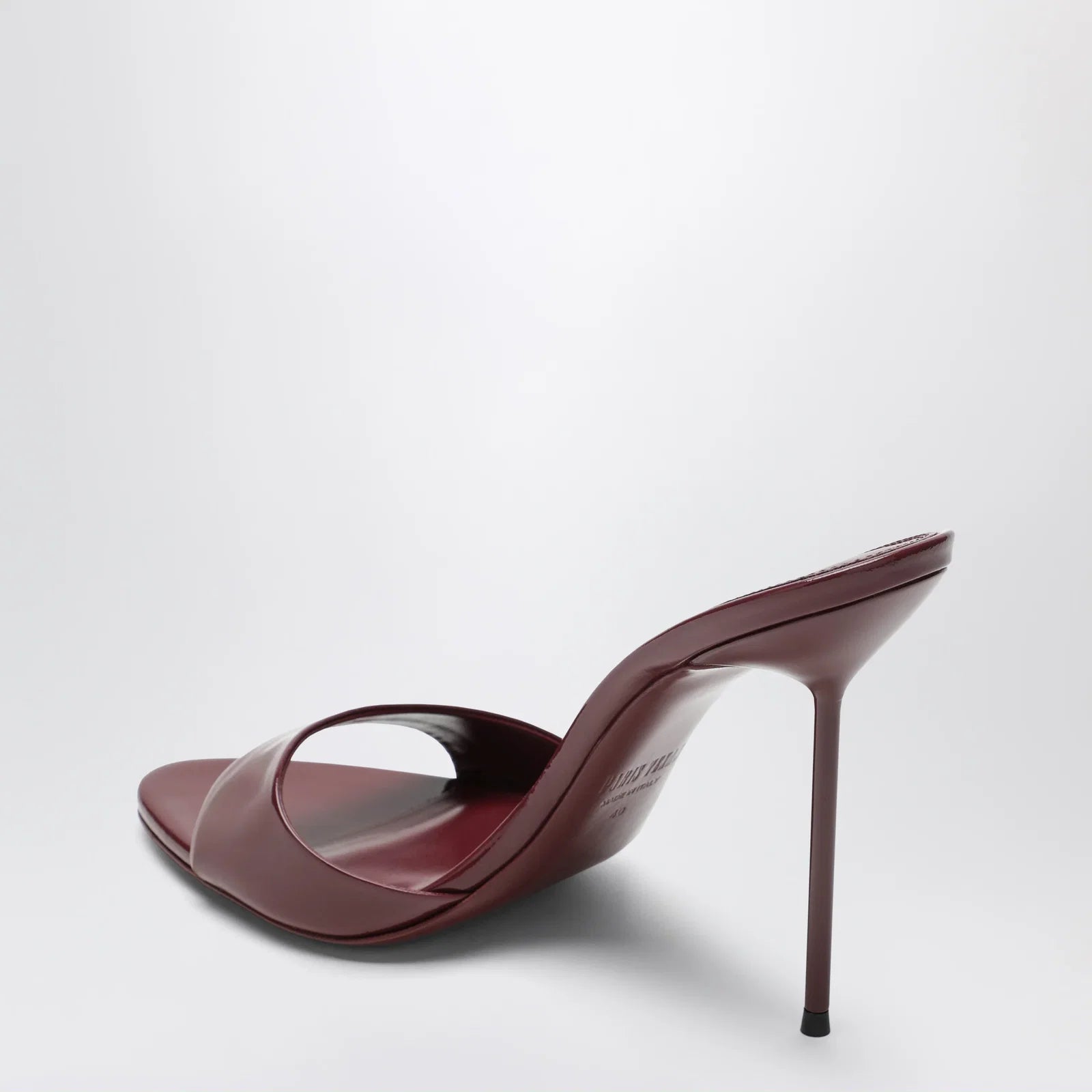 Paris Texas Lidia mules in amarena patent leather