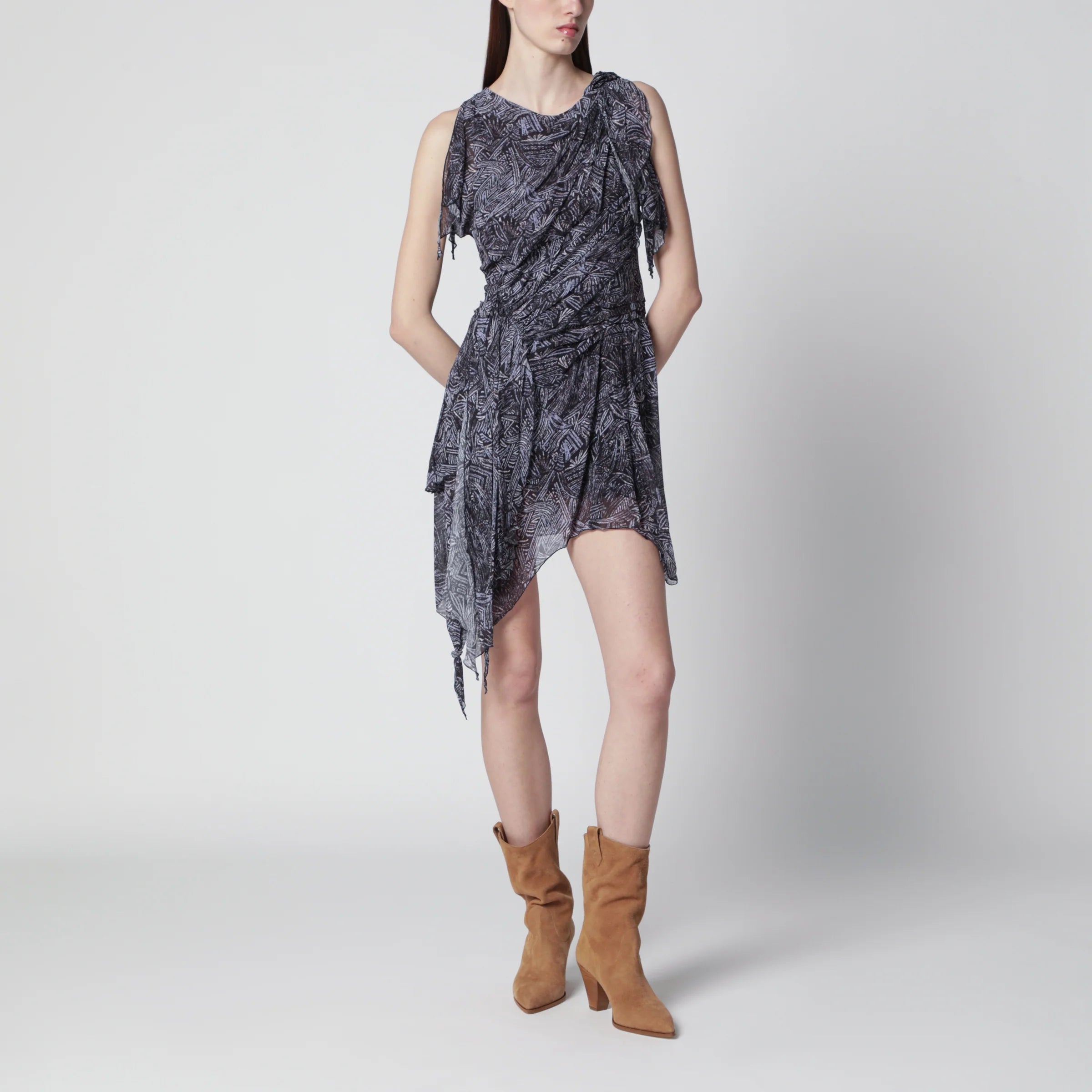 ISABEL MARANT Asymmetrical mini dress Faded Night in silk