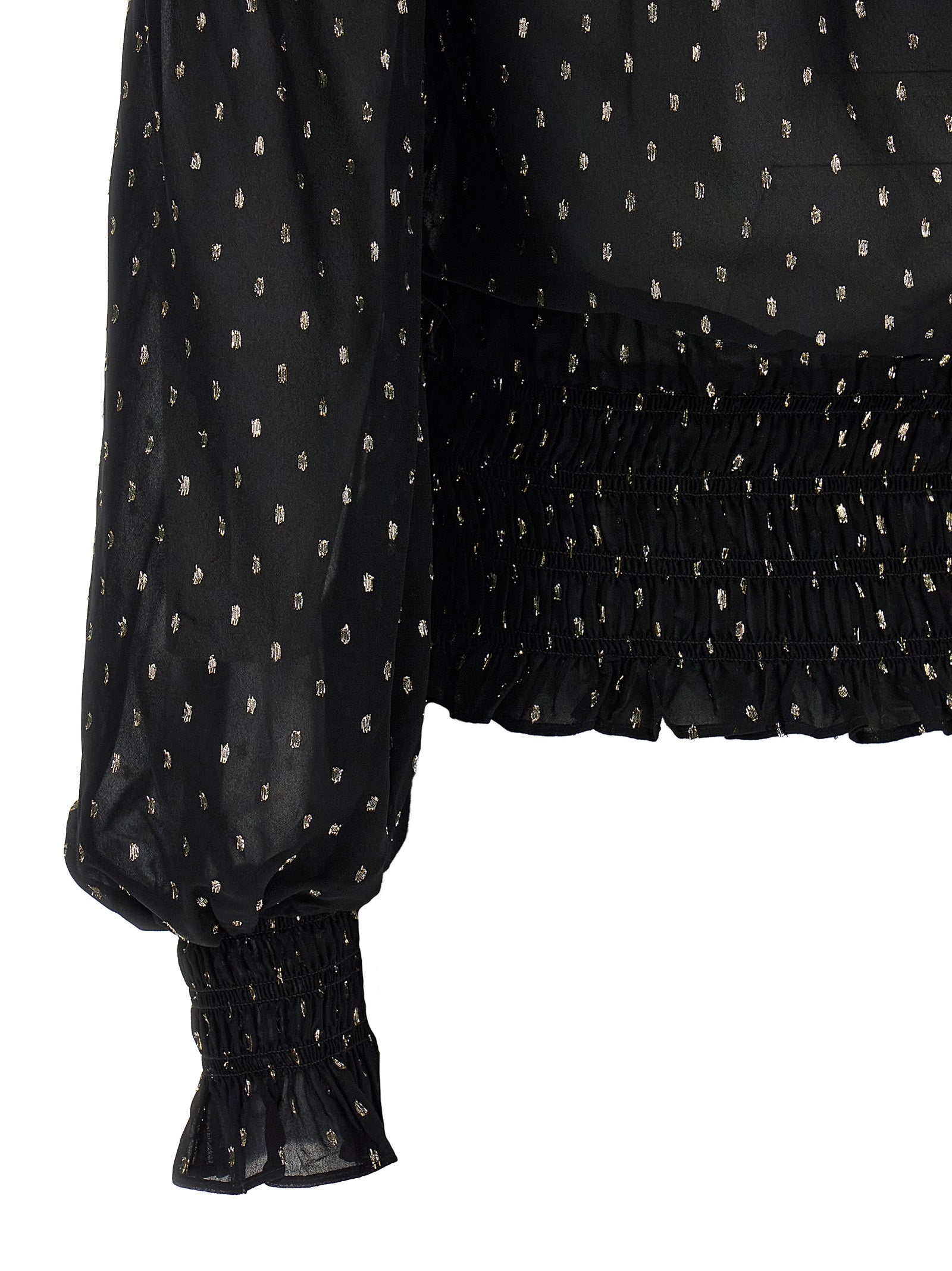 Self-Portrait Black And Gold Chiffon Top