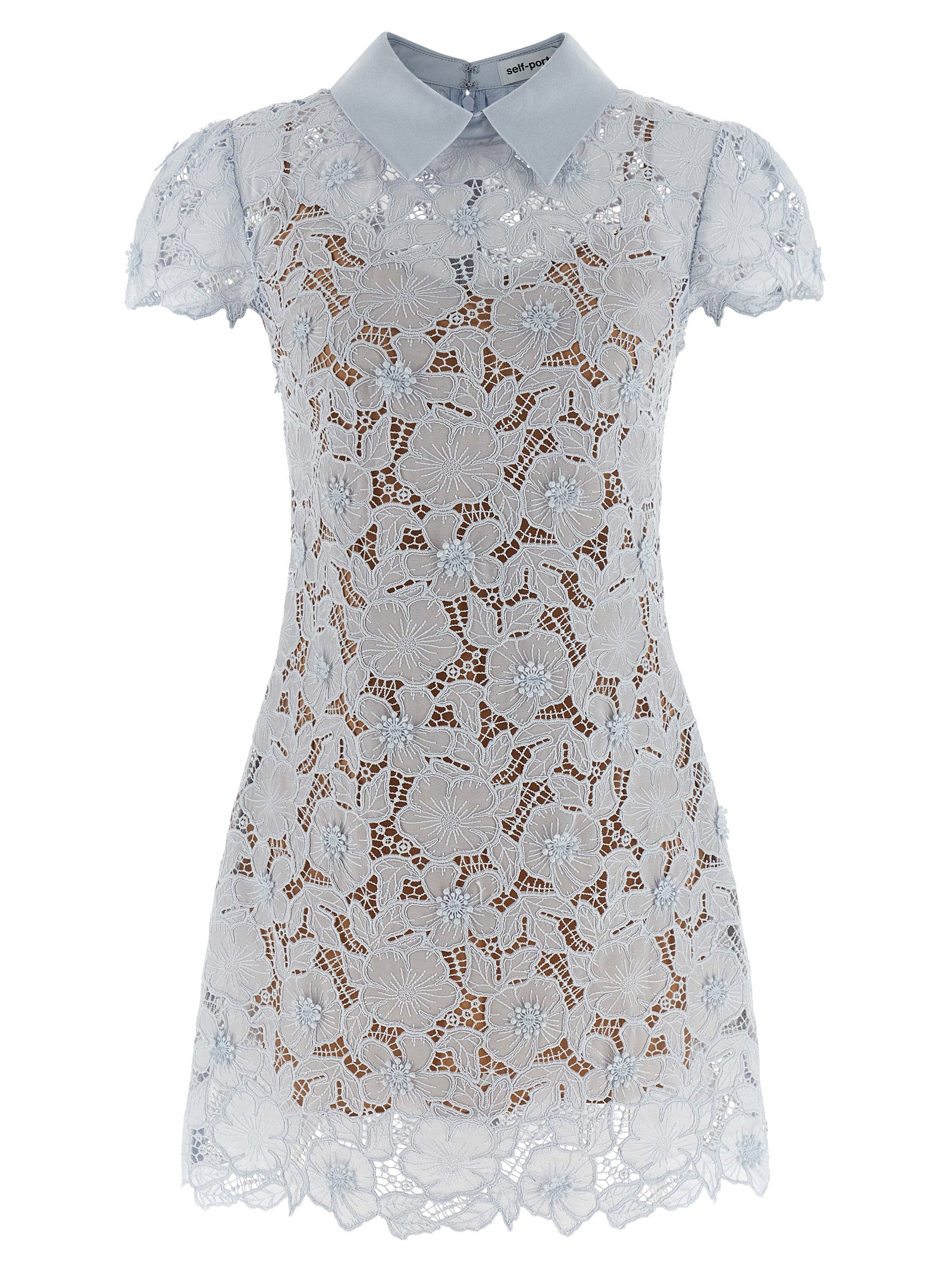 Self-Portrait Blue Guipure Lace Mini Dress