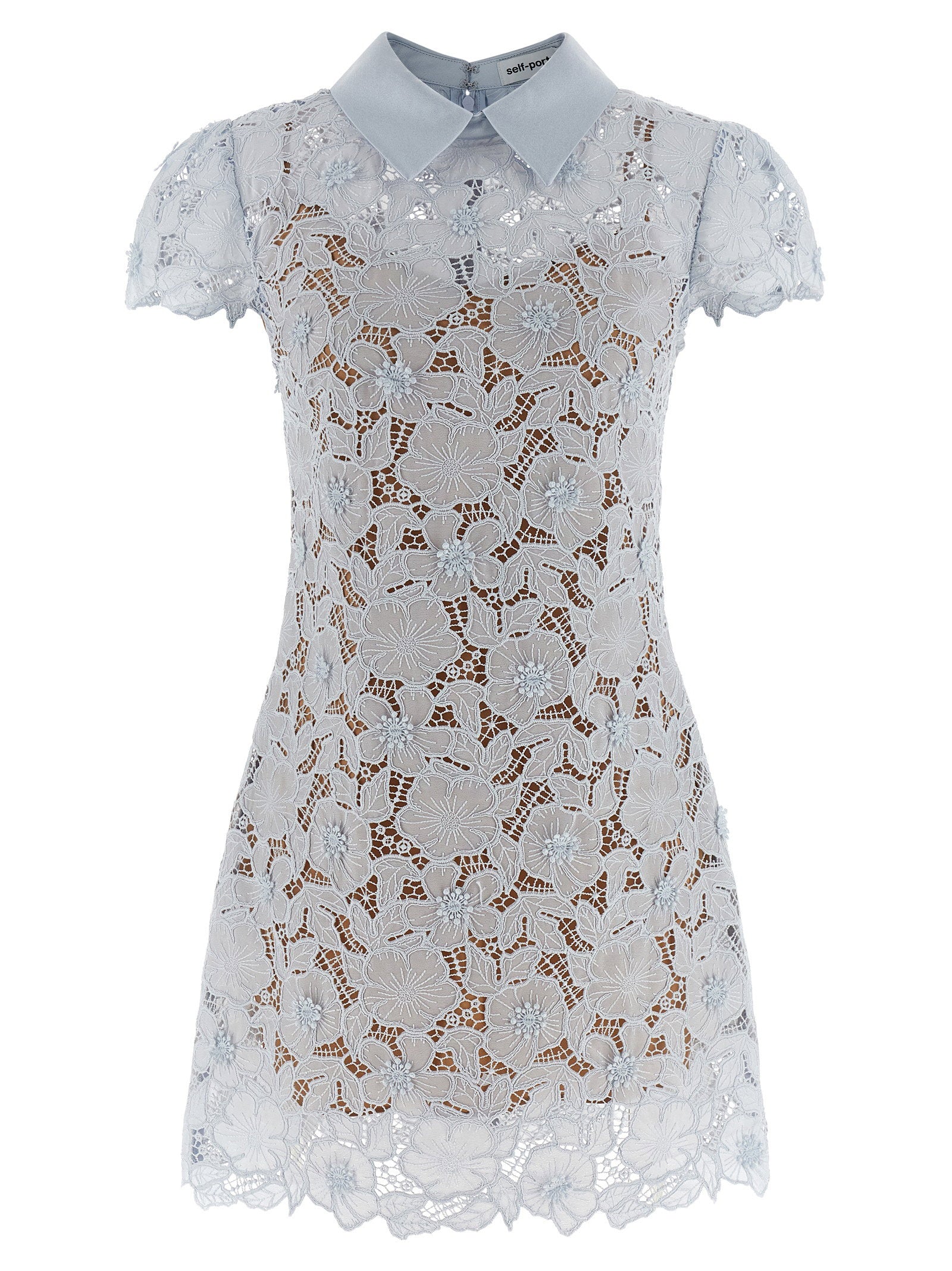 Self-Portrait Blue Guipure Lace Mini Dress