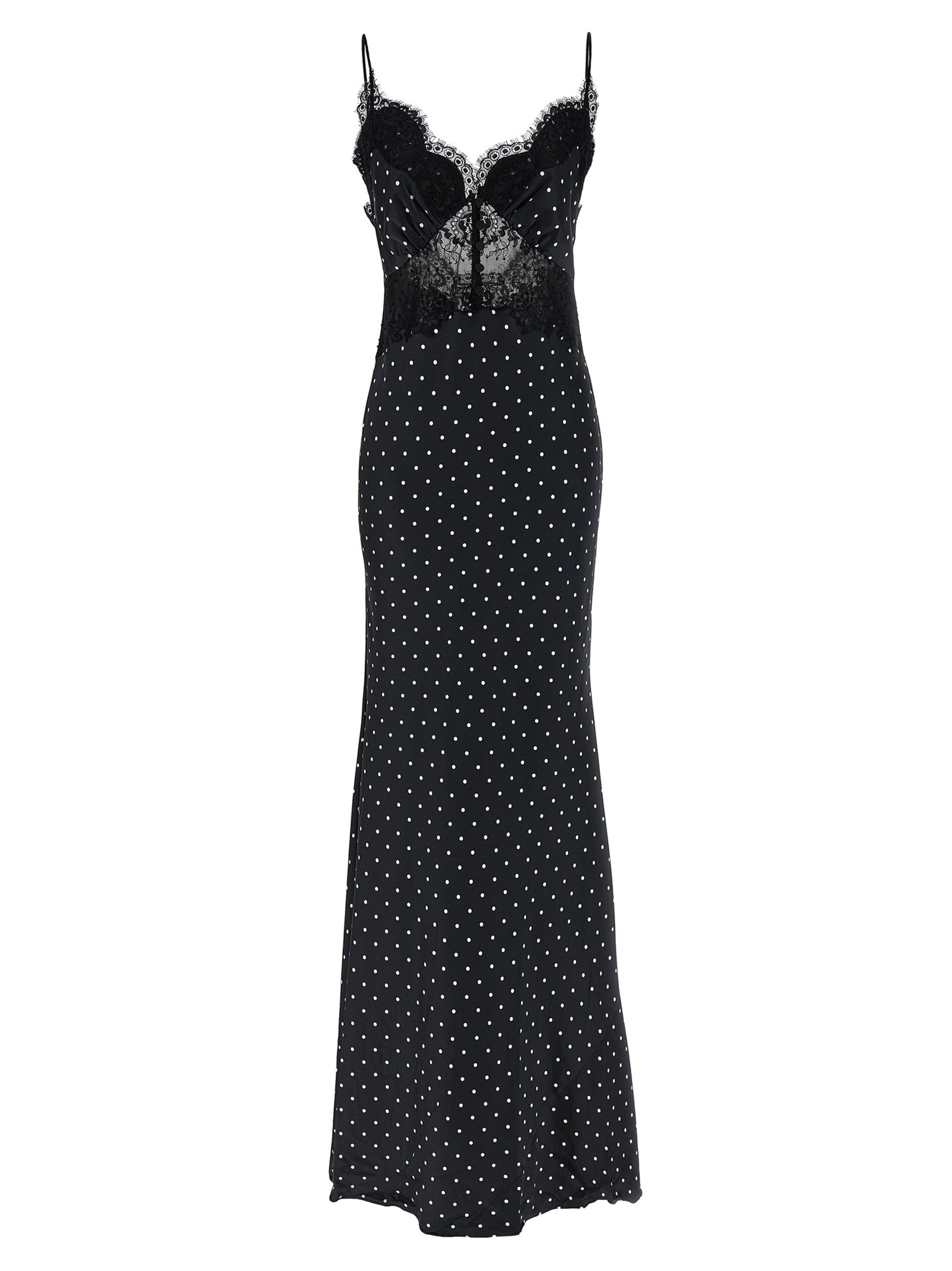 Self-Portrait Polka Dot Satin Lace Maxi Dress