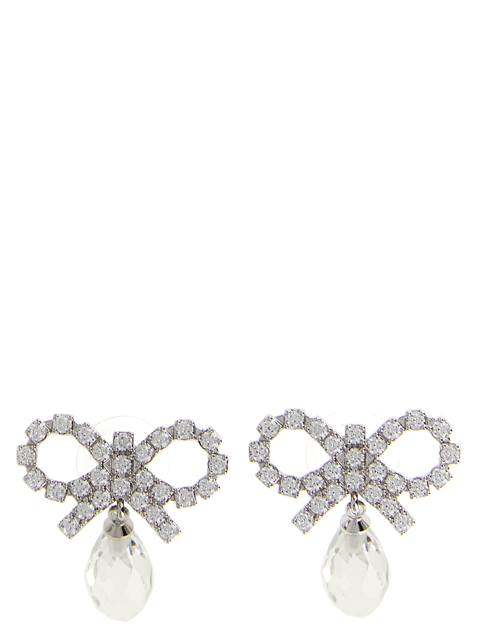 Self-Portrait Bow Crystal Droplet Earrings