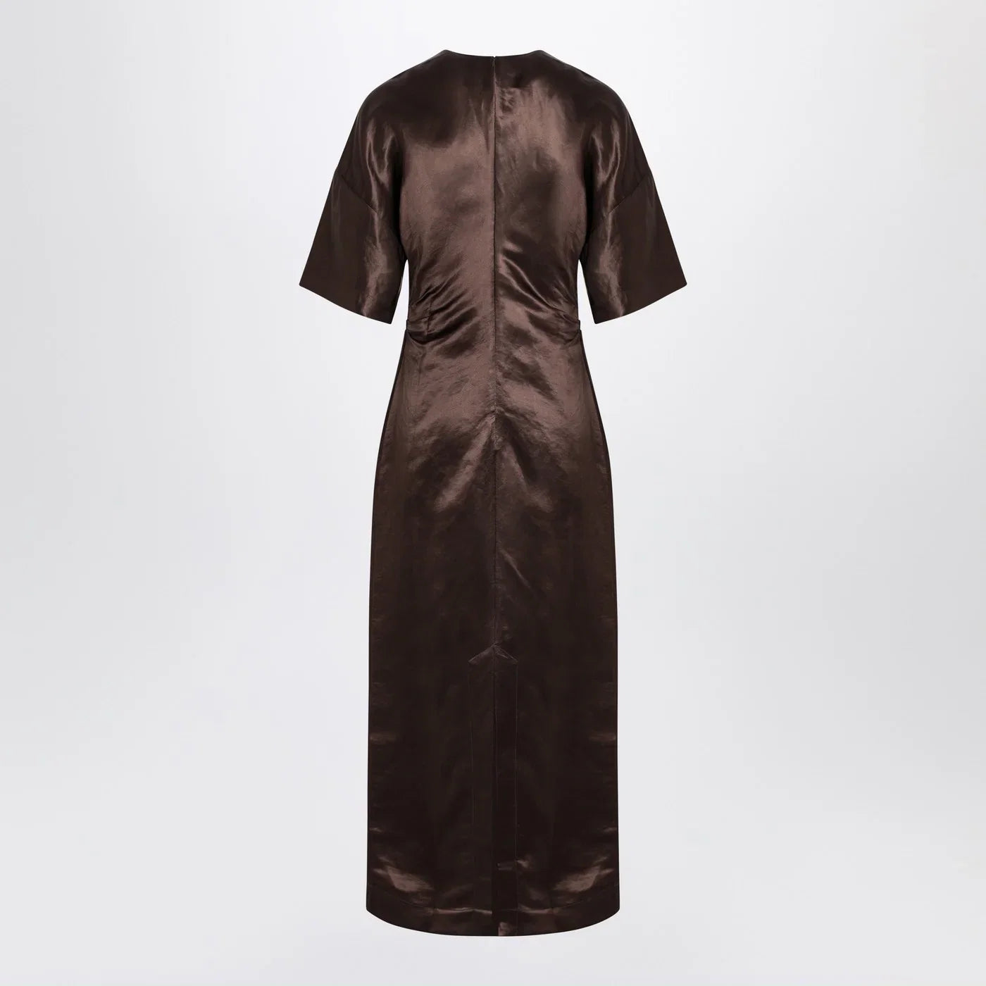 LouLou De Saison Long brown dress in linen and silk