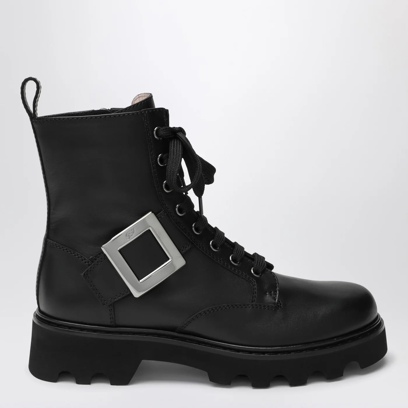 ROGER VIVIER Viv' Rangers Truck black leather ankle boots