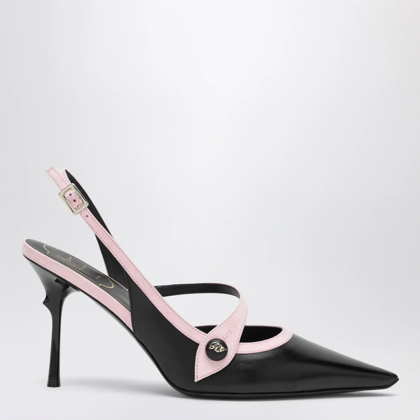 ROGER VIVIER Black/pink Vivier slingback pumps