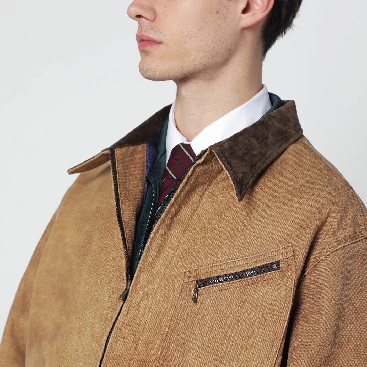 Needles Brown cotton zip jacket