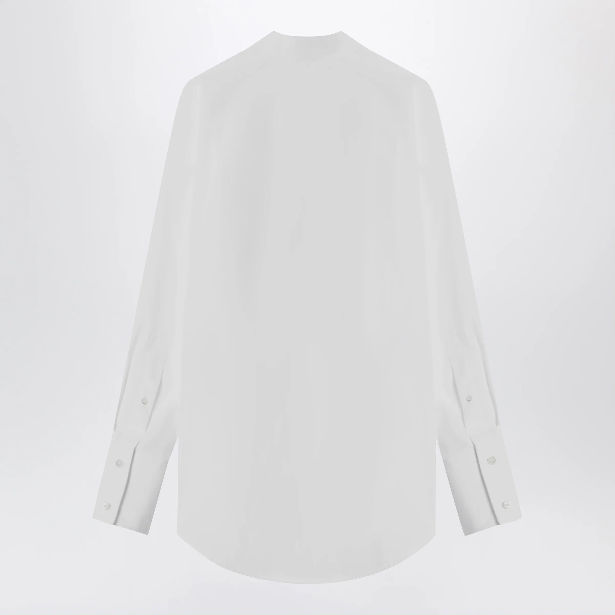 Maison Margiela Deep V-neck cotton poplin shirt in white