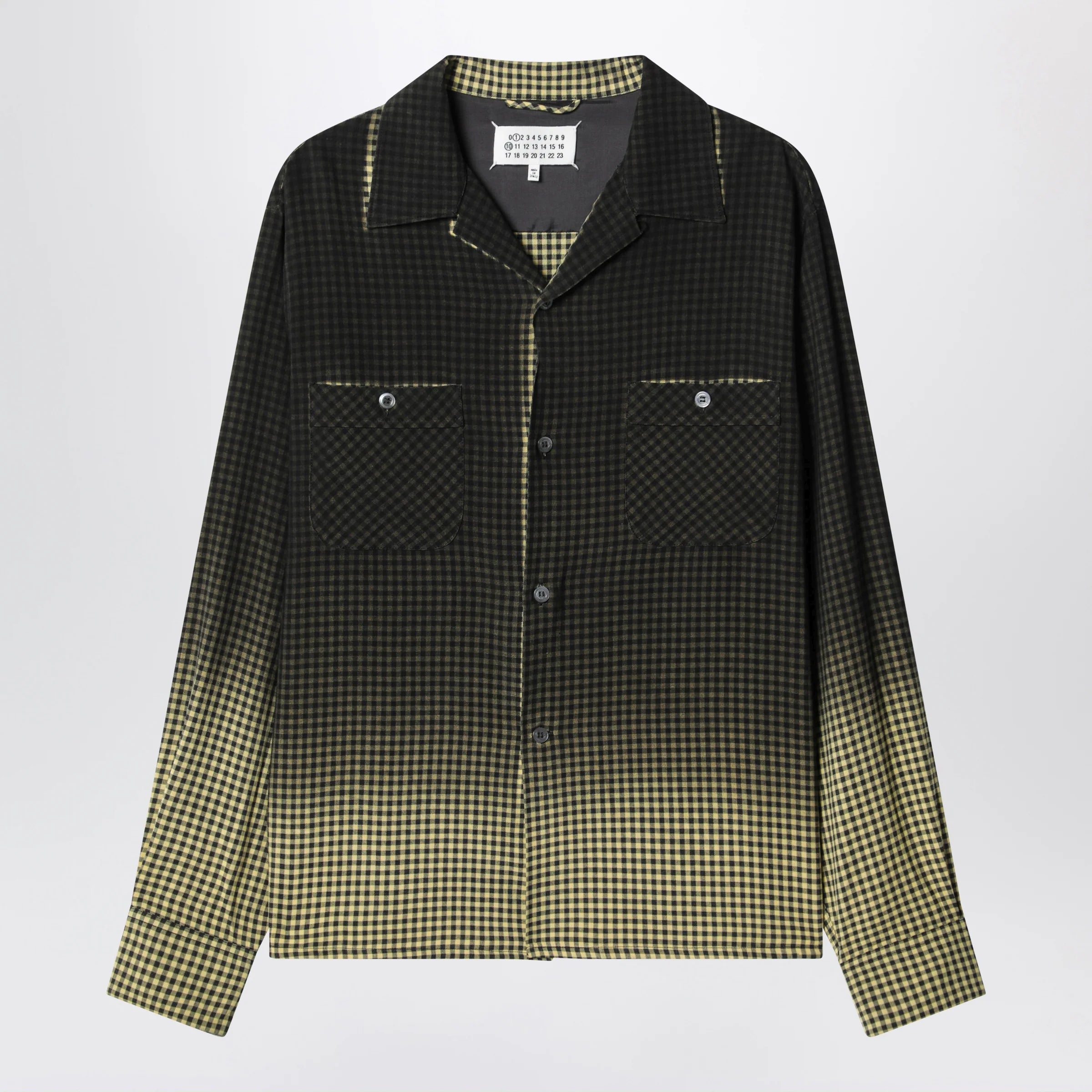 Maison Margiela Gradient check viscose shirt in yellow and black