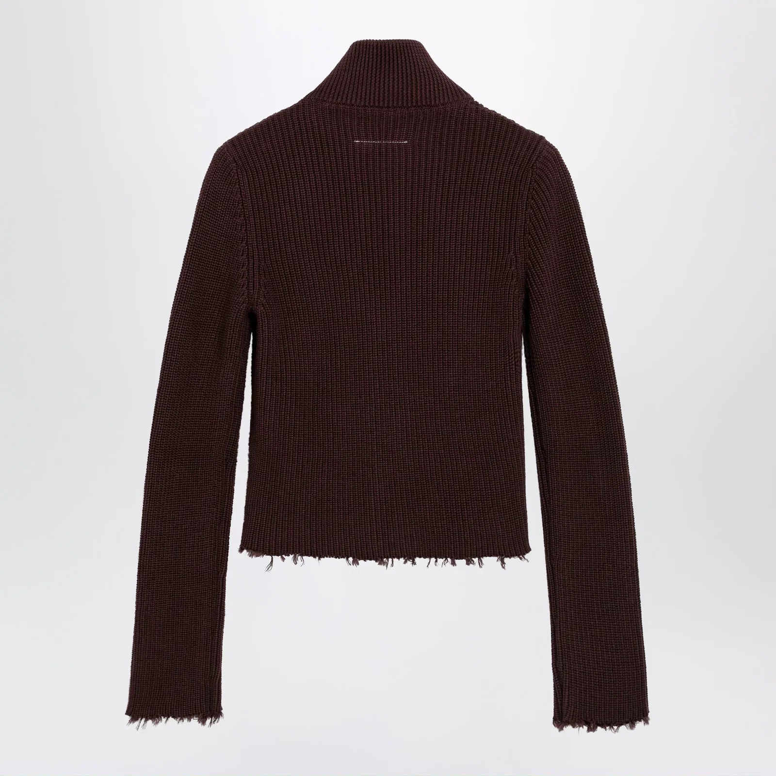 MM6 Maison Margiela Chocolate rib-knit zip cardigan