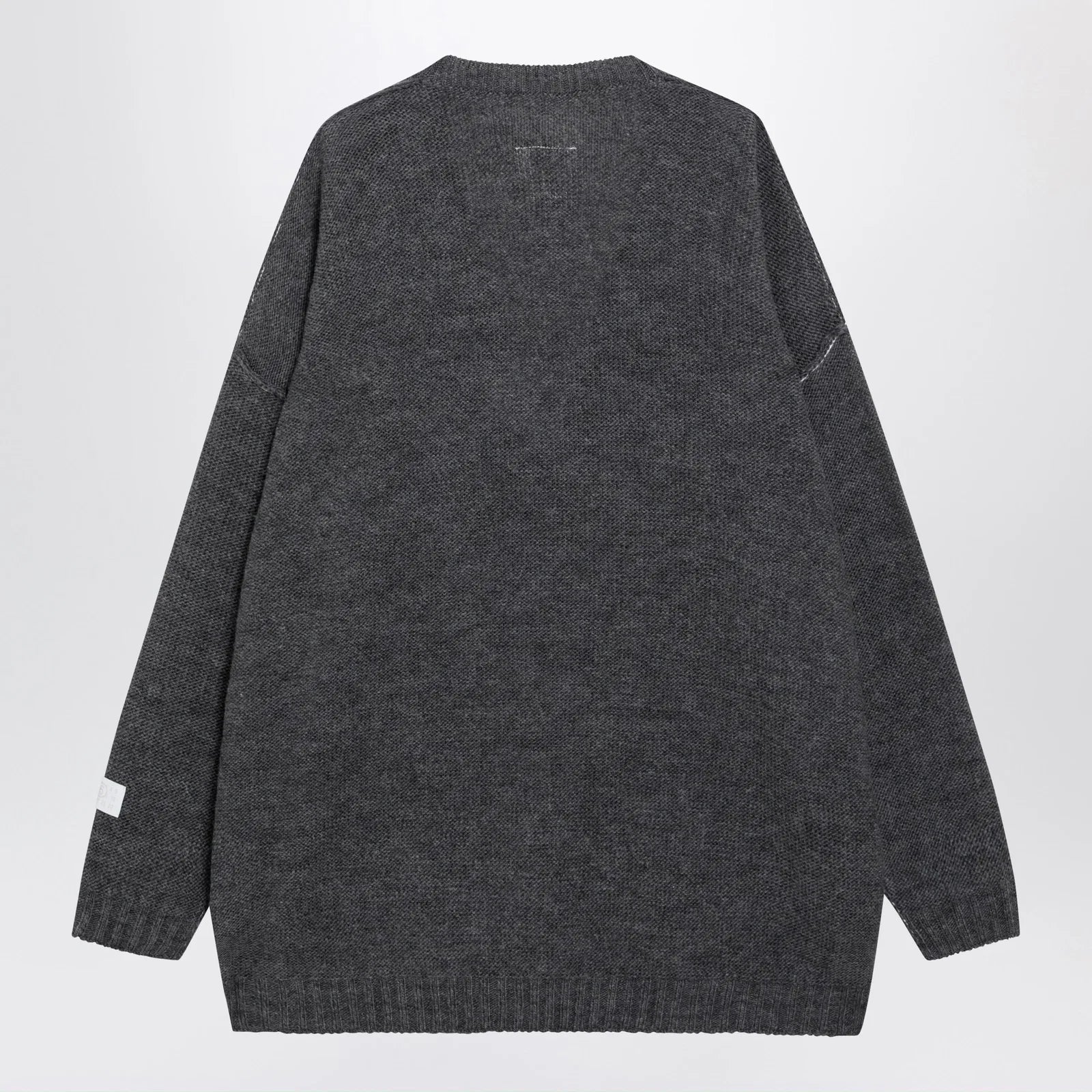 MM6 Maison Margiela Grey mélange oversized V-neck knit sweater
