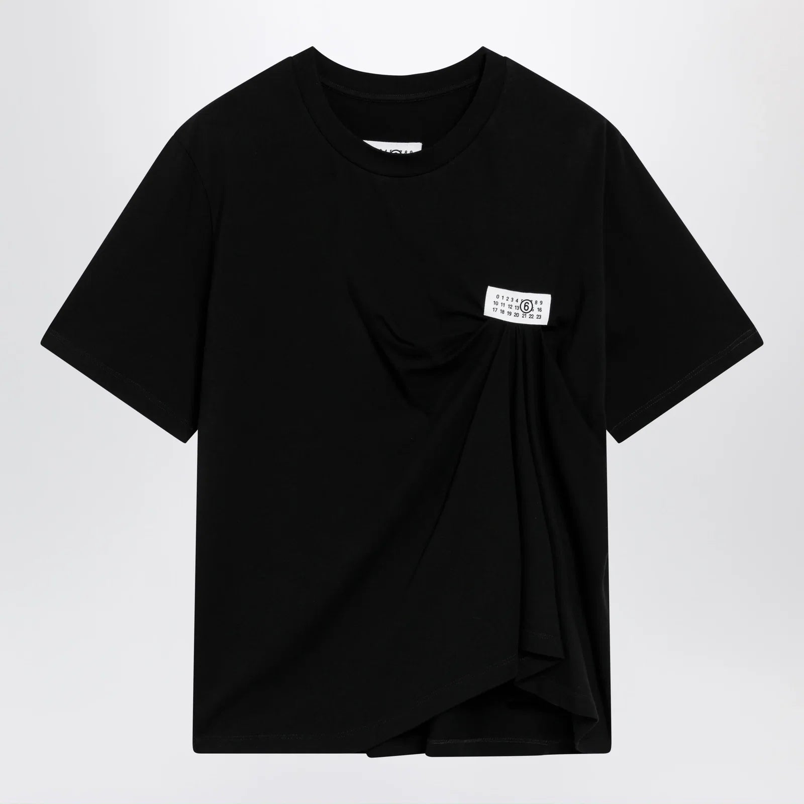 MM6 Maison Margiela Black draped T-shirt with logo patch