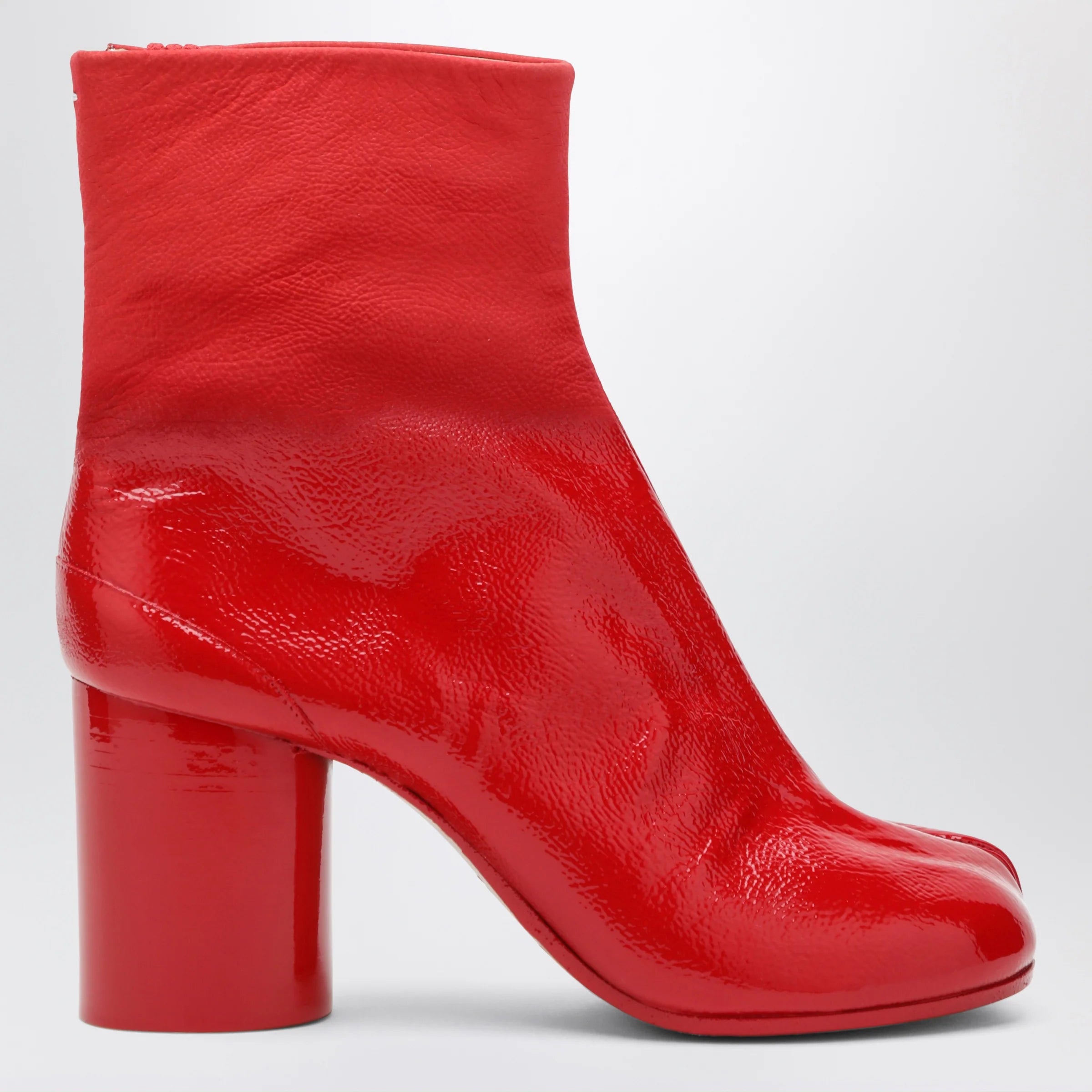 Maison Margiela Red patent leather Tabi ankle boots