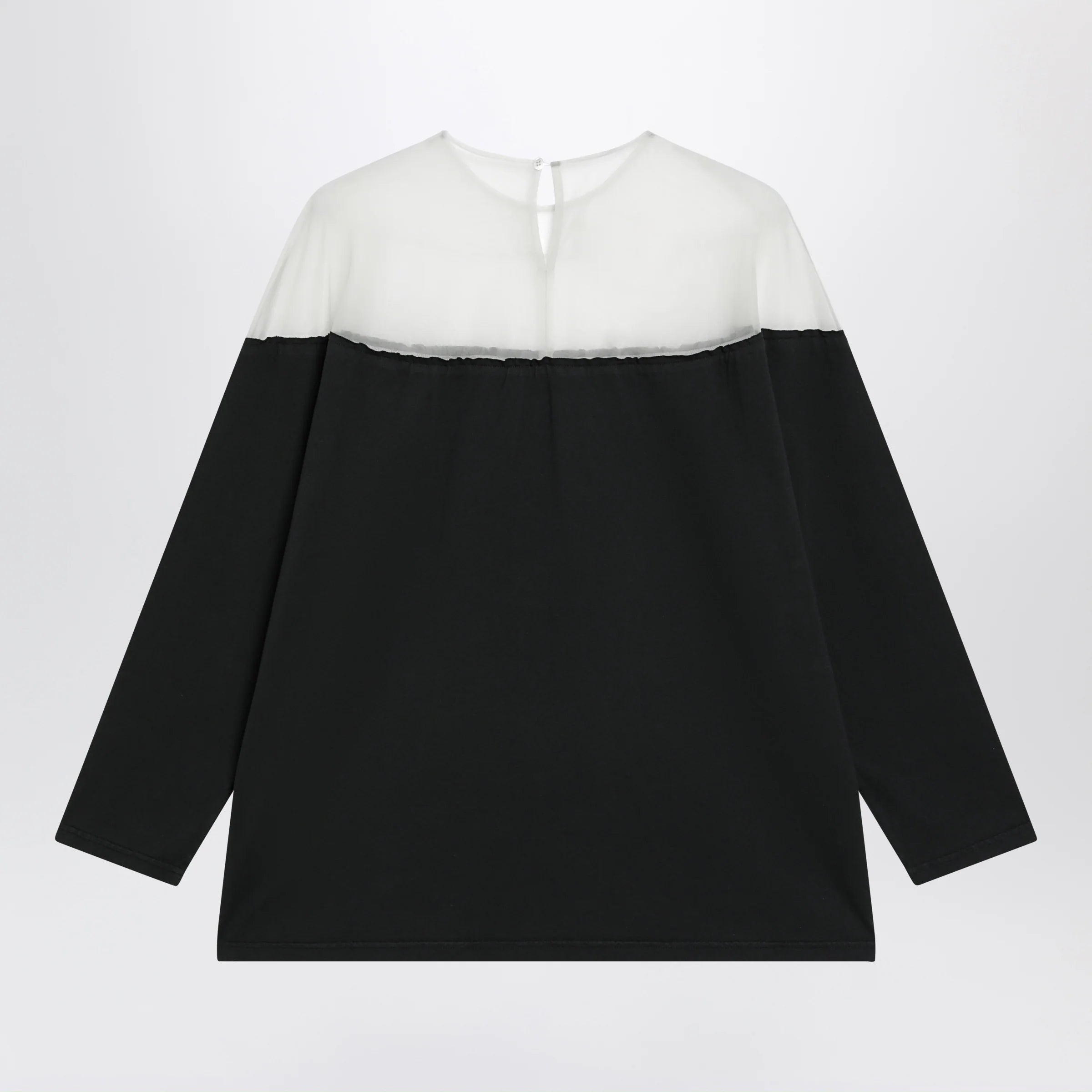 MM6 Maison Margiela Black top with logo print and sheer insert