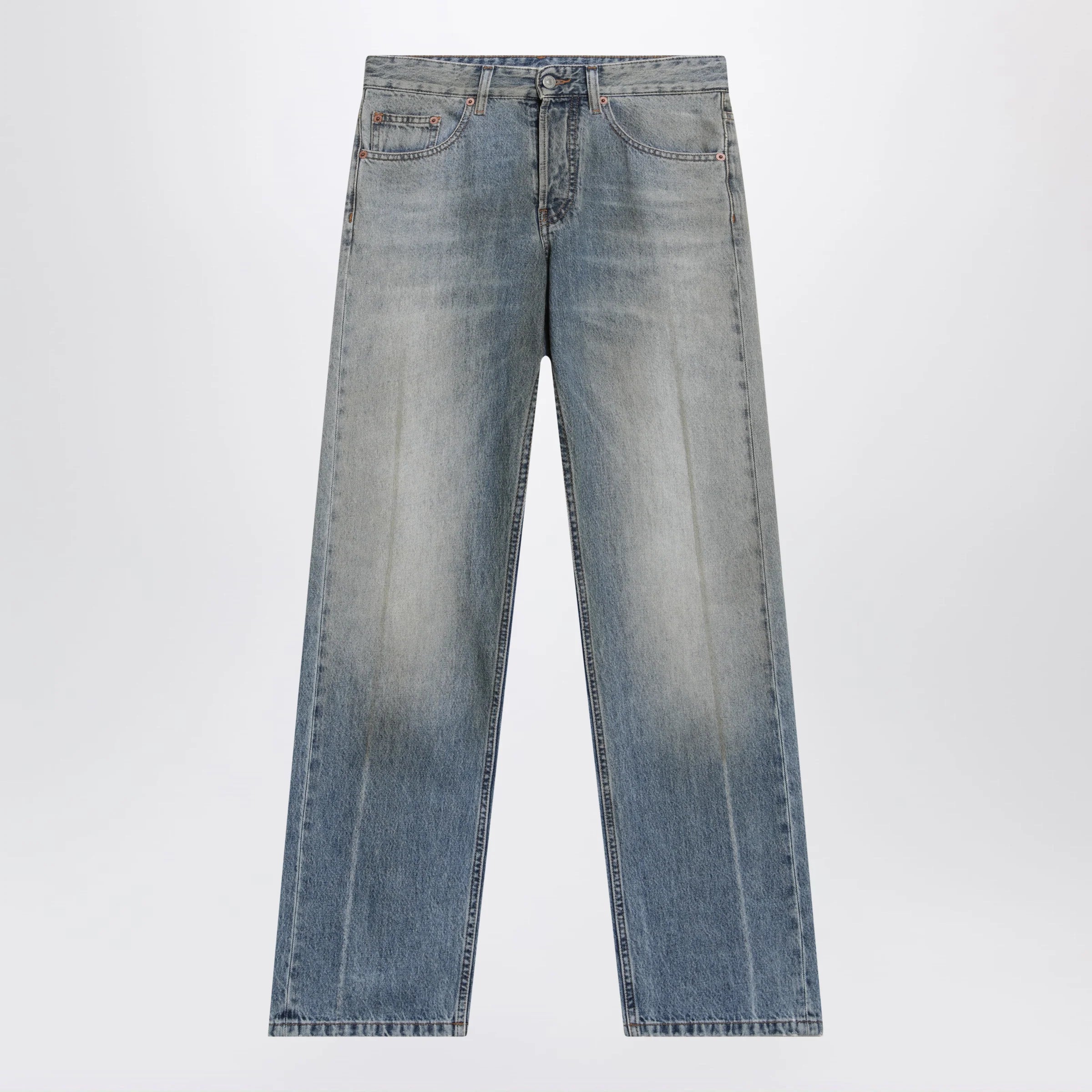 MM6 Maison Margiela Straight-leg trompe-l'œil cotton jeans in medium blue