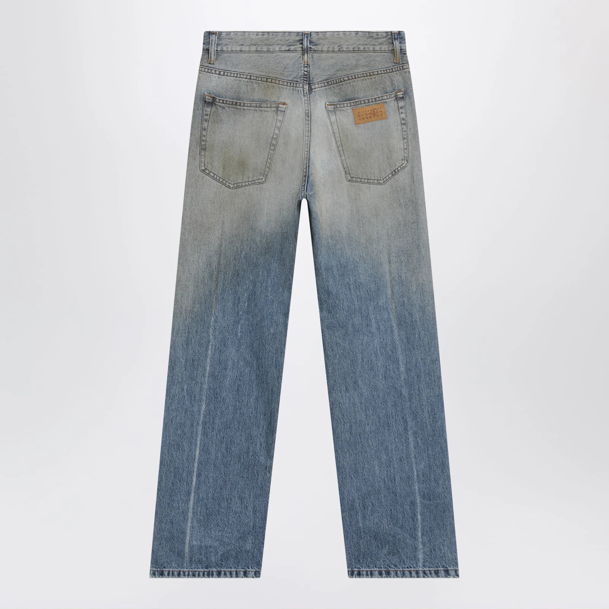MM6 Maison Margiela Straight-leg trompe-l'œil cotton jeans in medium blue
