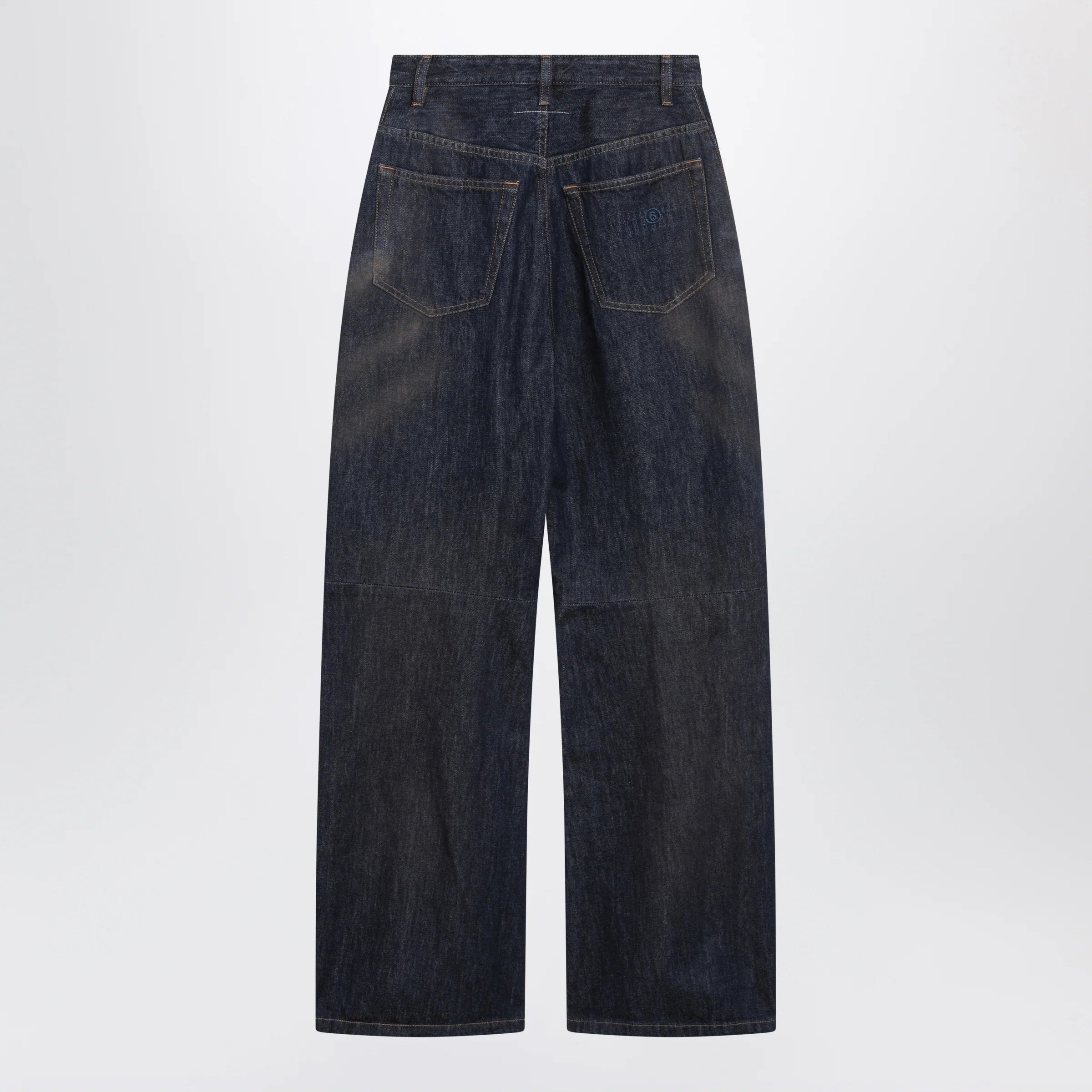 MM6 Maison Margiela Dark blue wide-leg jeans with worn effect