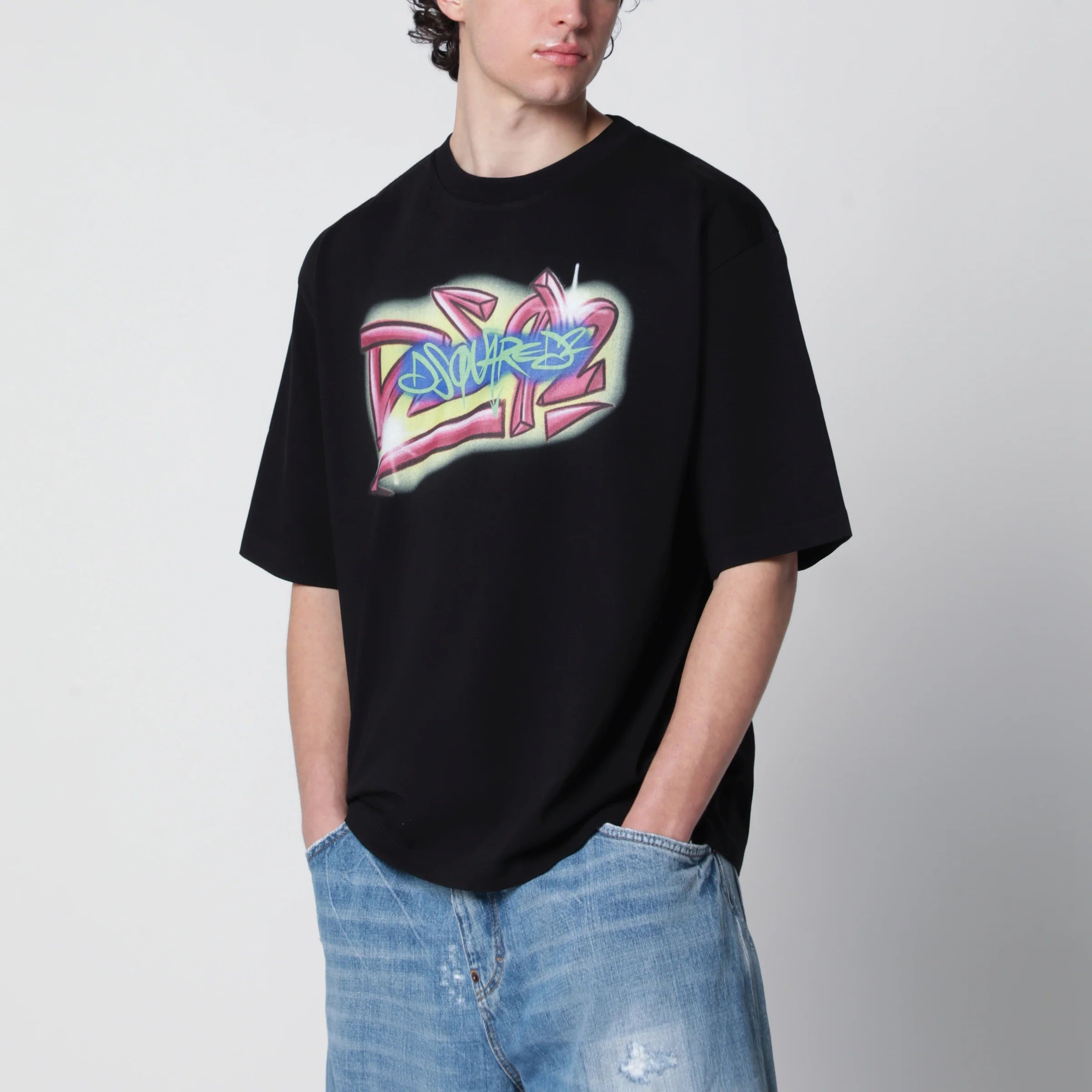 Dsquared2 Rebel Tags loose-fit cotton T-shirt in black