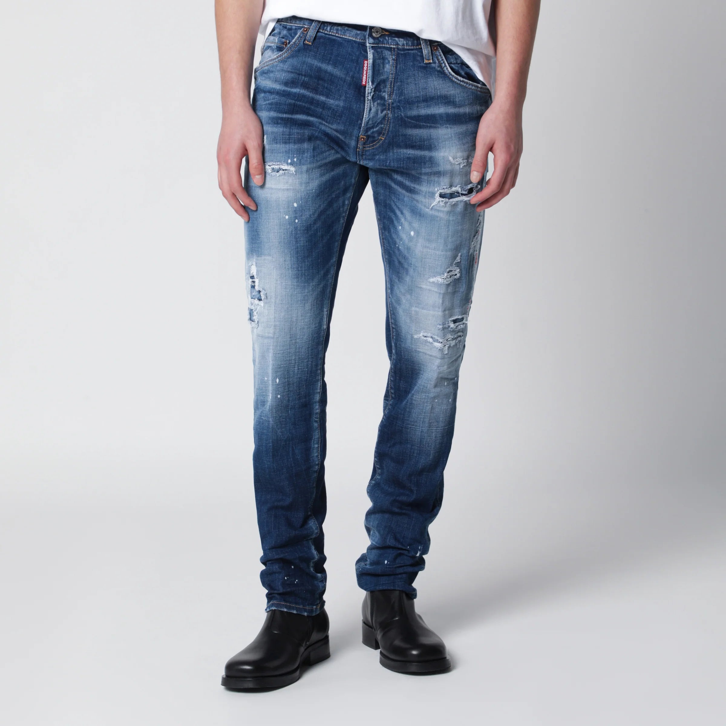 Dsquared2 Slim Washed Blue Jeans with Rips