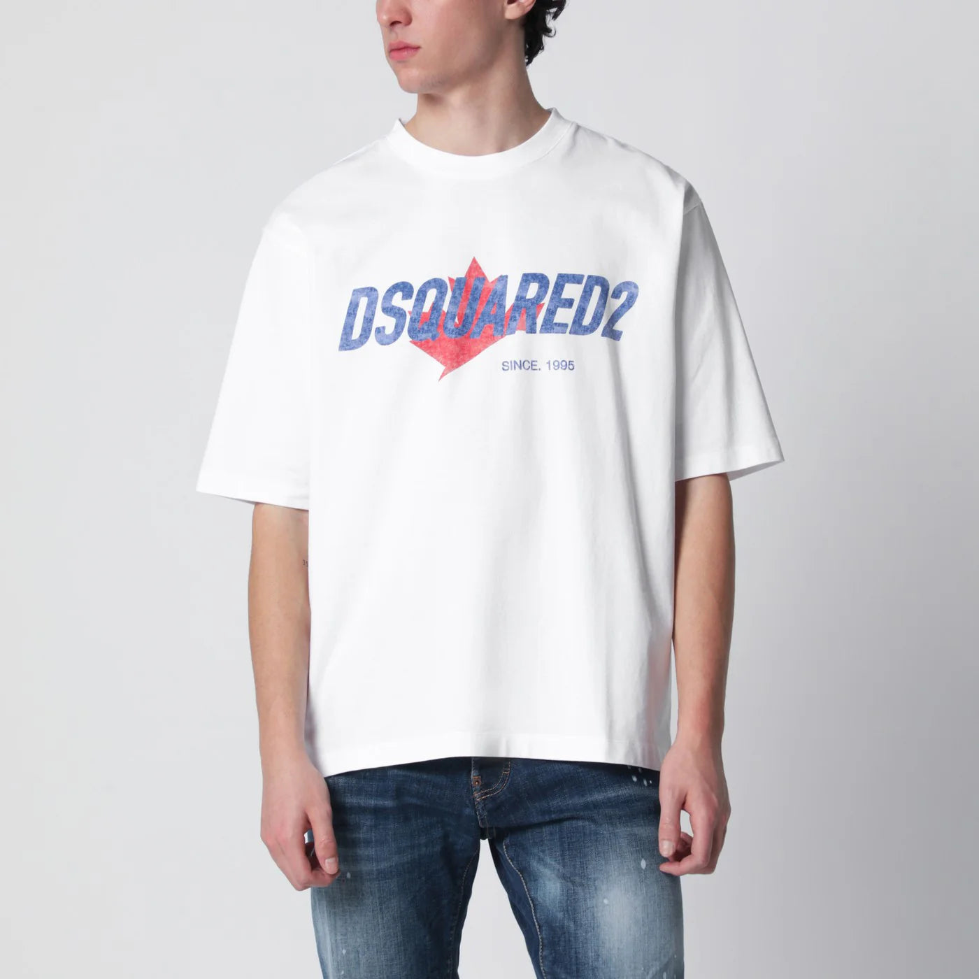 Dsquared2 White loose-fit T-shirt with logo print