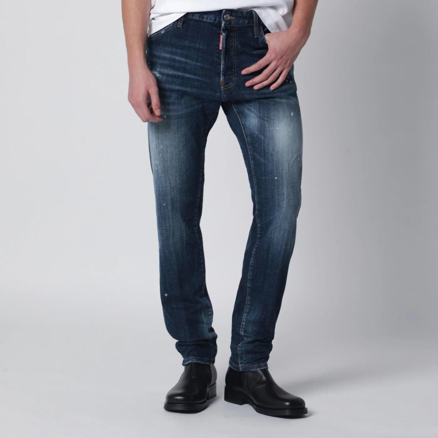 Dsquared2 Washed blue Teddy jeans with paint splatters