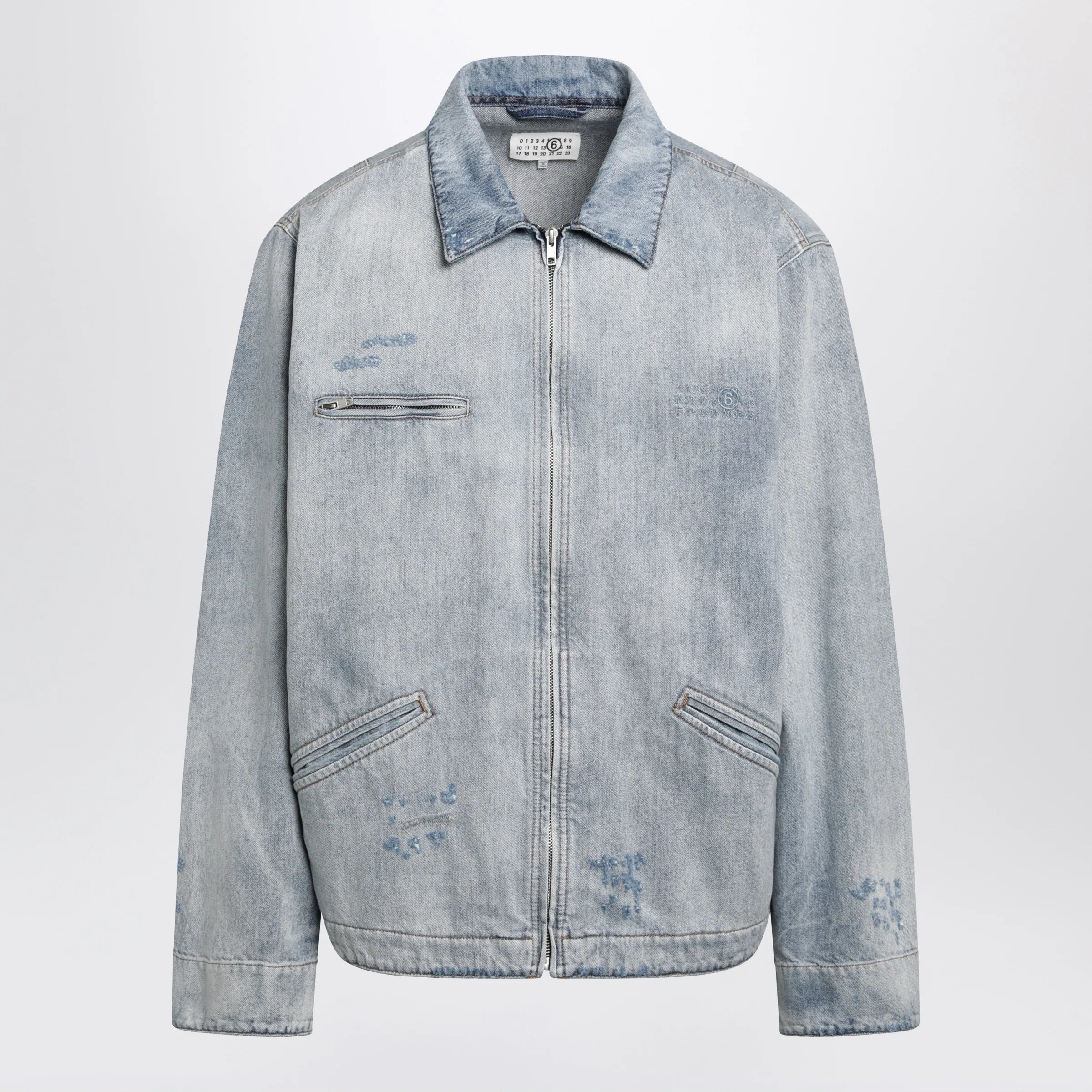 MM6 Maison Margiela Washed Blue Zip-Up Denim Jacket