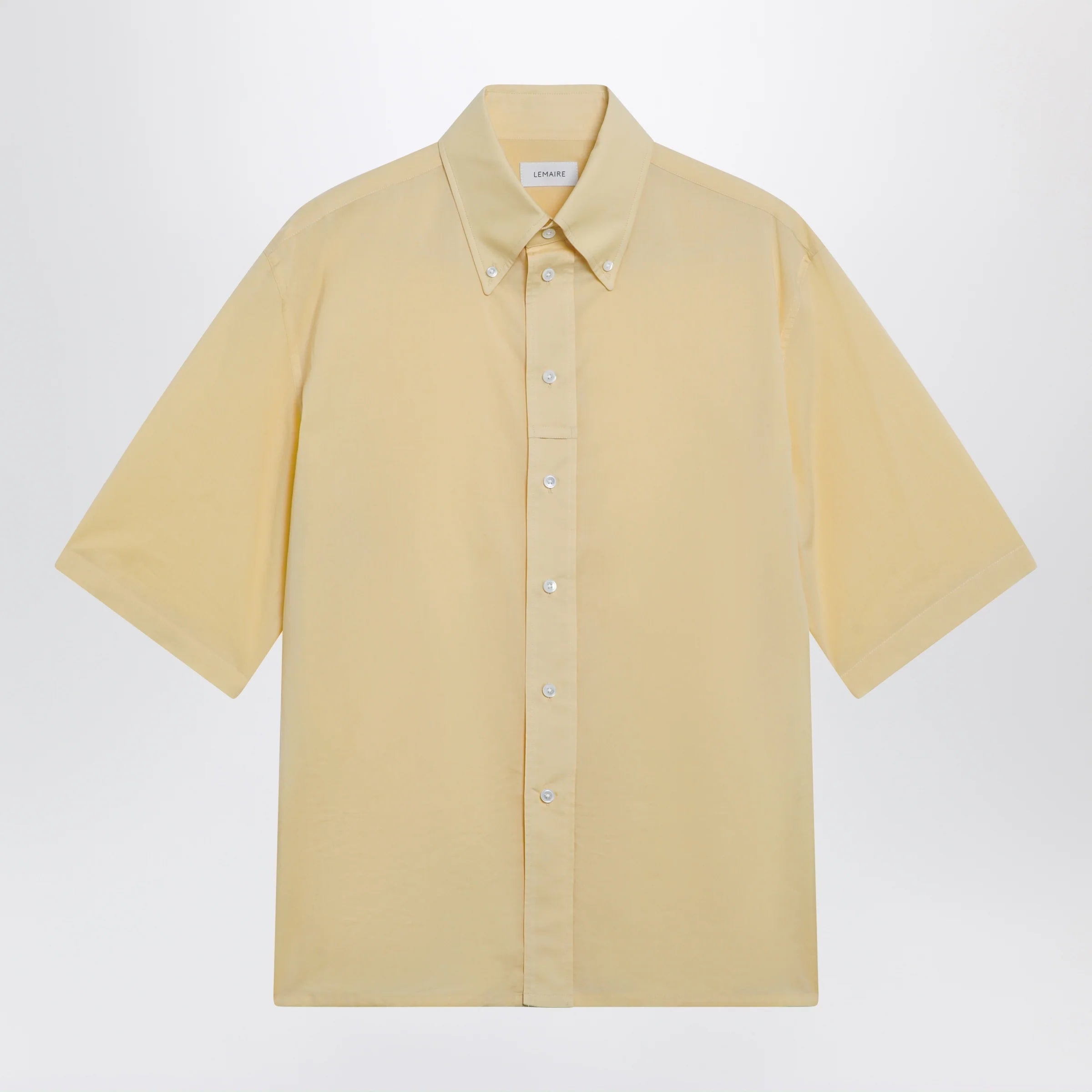 LEMAIRE Light yellow short-sleeve wool shirt