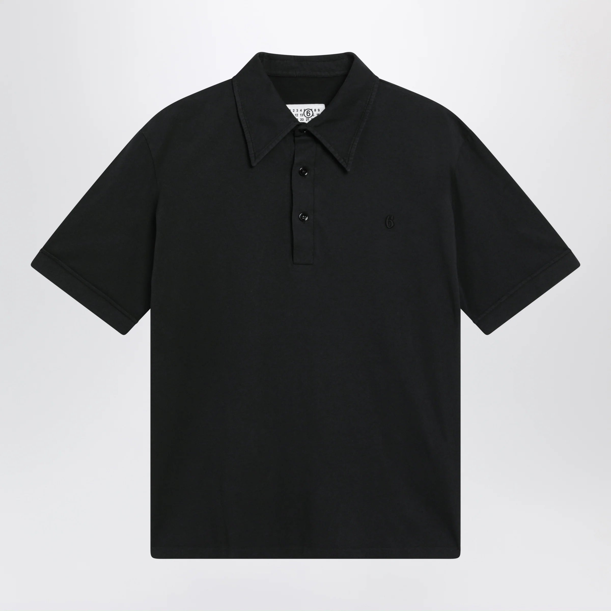 MM6 Maison Margiela Black cotton polo shirt