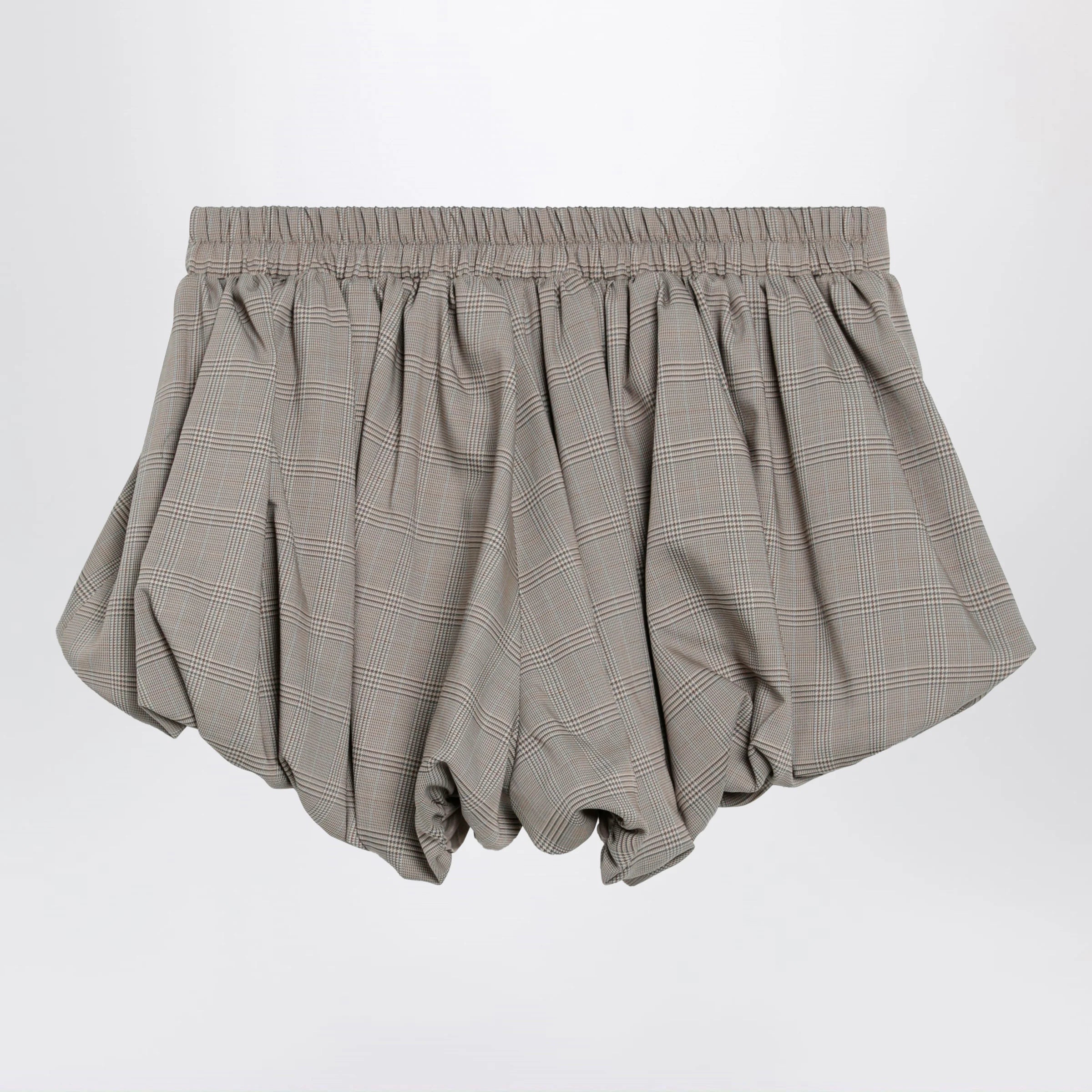 The Frankie Shop Beige checkered balloon shorts in a wool blend