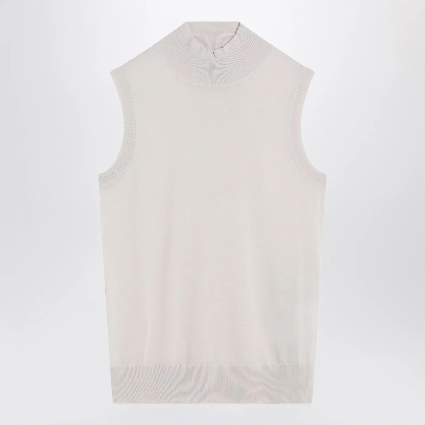 S Max Mara White turtleneck vest in wool