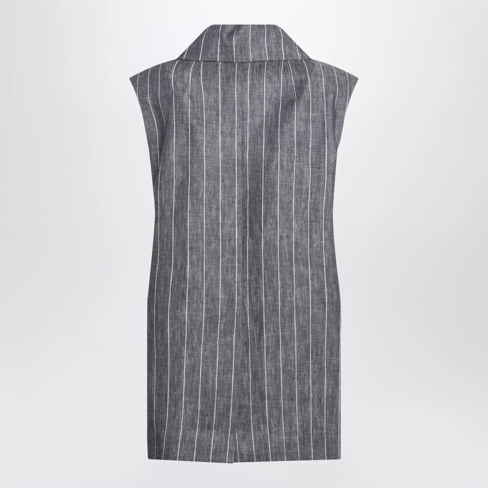 S Max Mara Double-Breasted Pinstripe Linen Vest